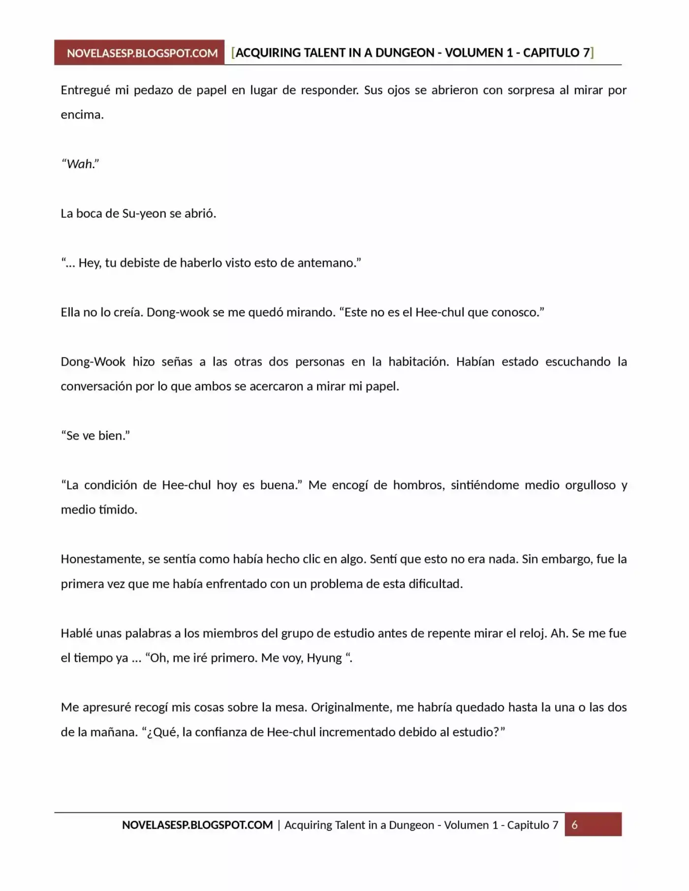 Acquiring Talent In A Dungeon (Novela) - Capítulo 7 - Página 6 - LectorTMOo