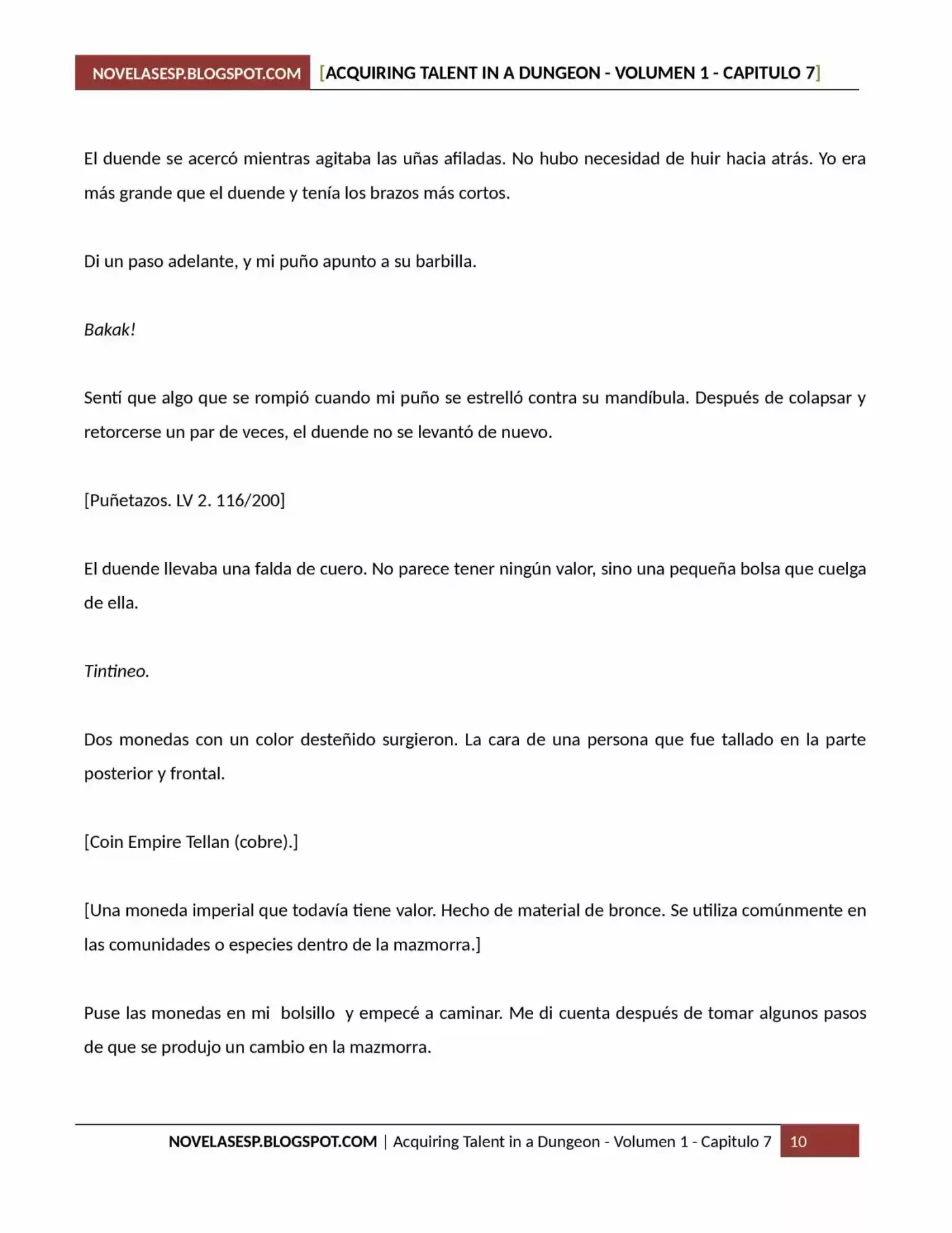 Acquiring Talent In A Dungeon (Novela) - Capítulo 7 - Página 10 - LectorTMOo