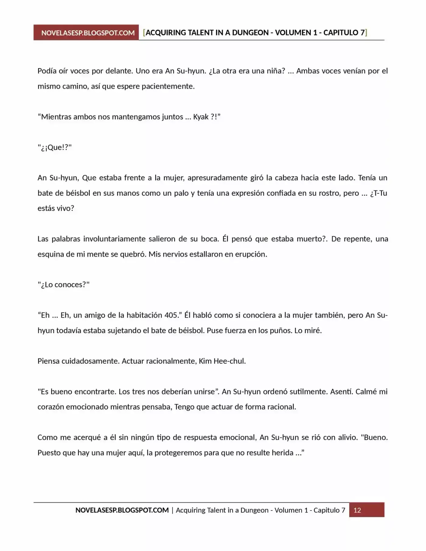 Acquiring Talent In A Dungeon (Novela) - Capítulo 7 - Página 12 - LectorTMOo