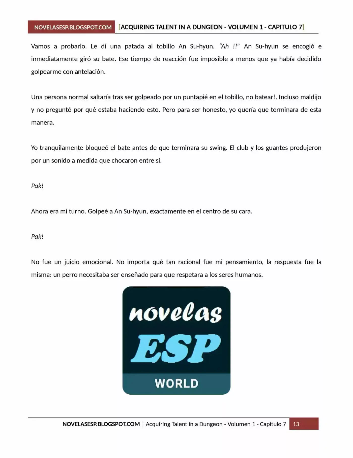 Acquiring Talent In A Dungeon (Novela) - Capítulo 7 - Página 13 - LectorTMOo