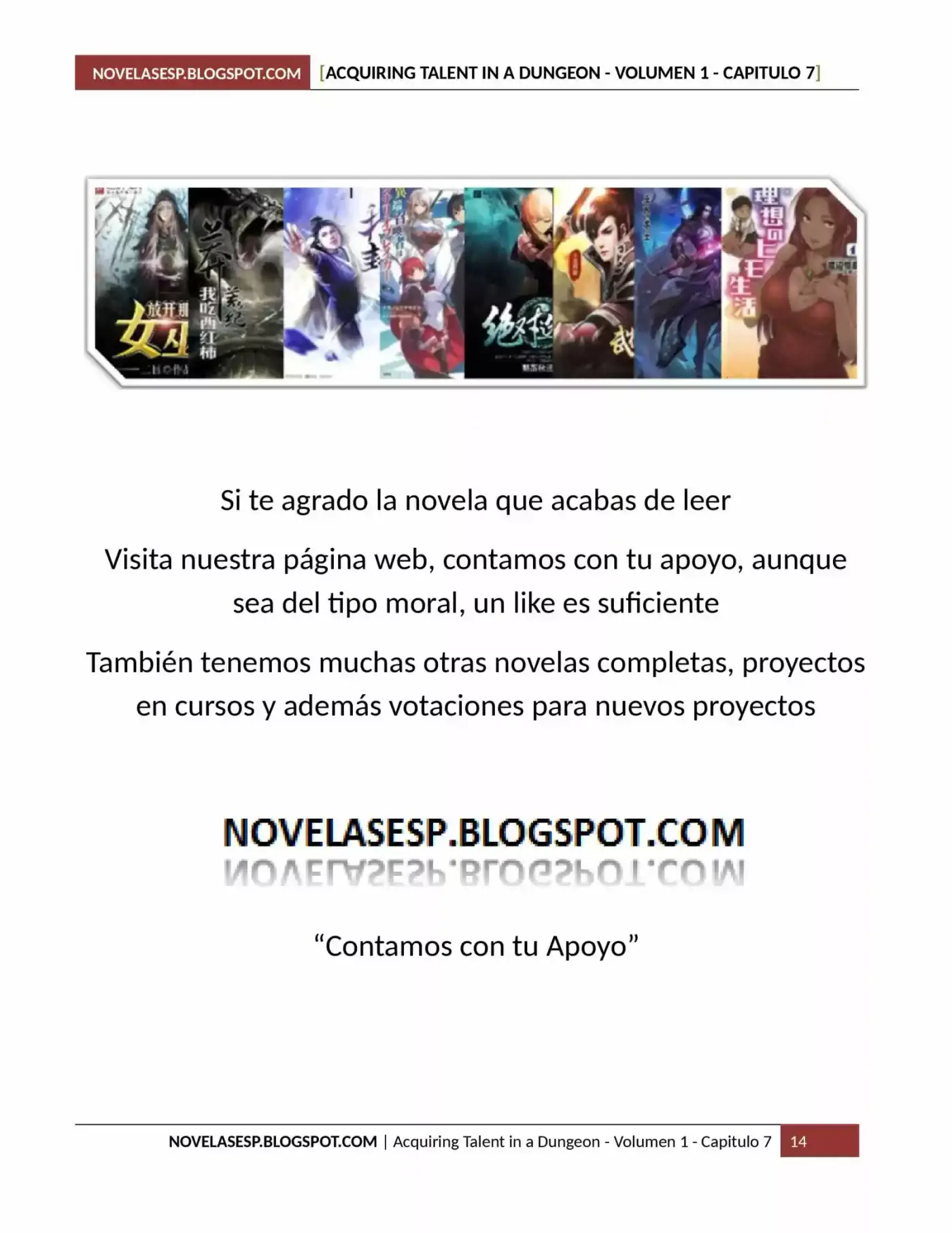 Acquiring Talent In A Dungeon (Novela) - Capítulo 7 - Página 14 - LectorTMOo