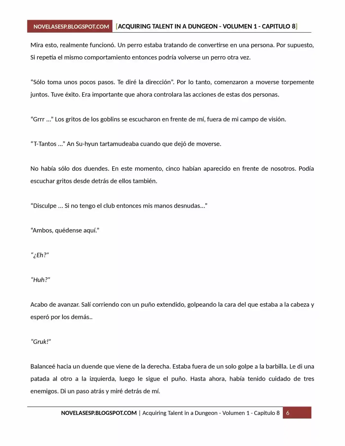 Acquiring Talent In A Dungeon (Novela) - Capítulo 8 - Página 6 - LectorTMOo