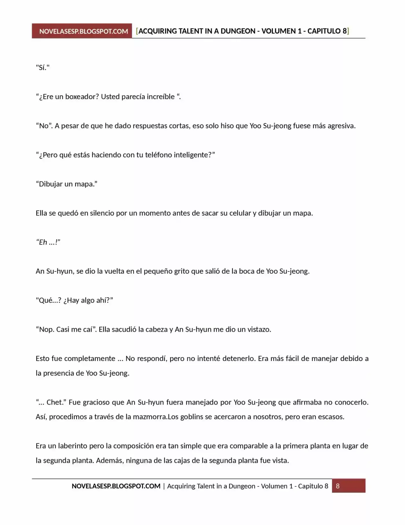 Acquiring Talent In A Dungeon (Novela) - Capítulo 8 - Página 8 - LectorTMOo