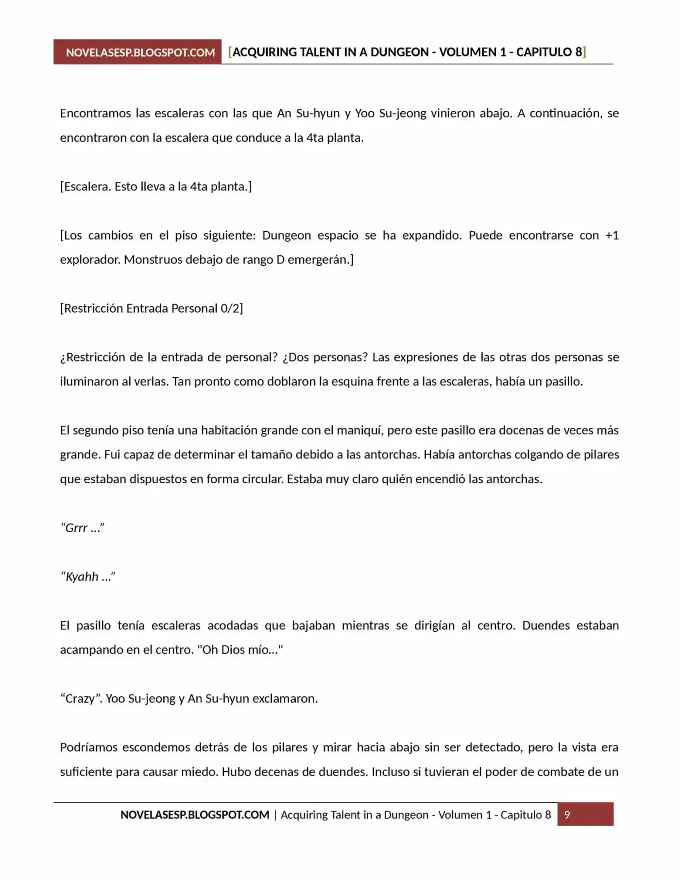Acquiring Talent In A Dungeon (Novela) - Capítulo 8 - Página 9 - LectorTMOo