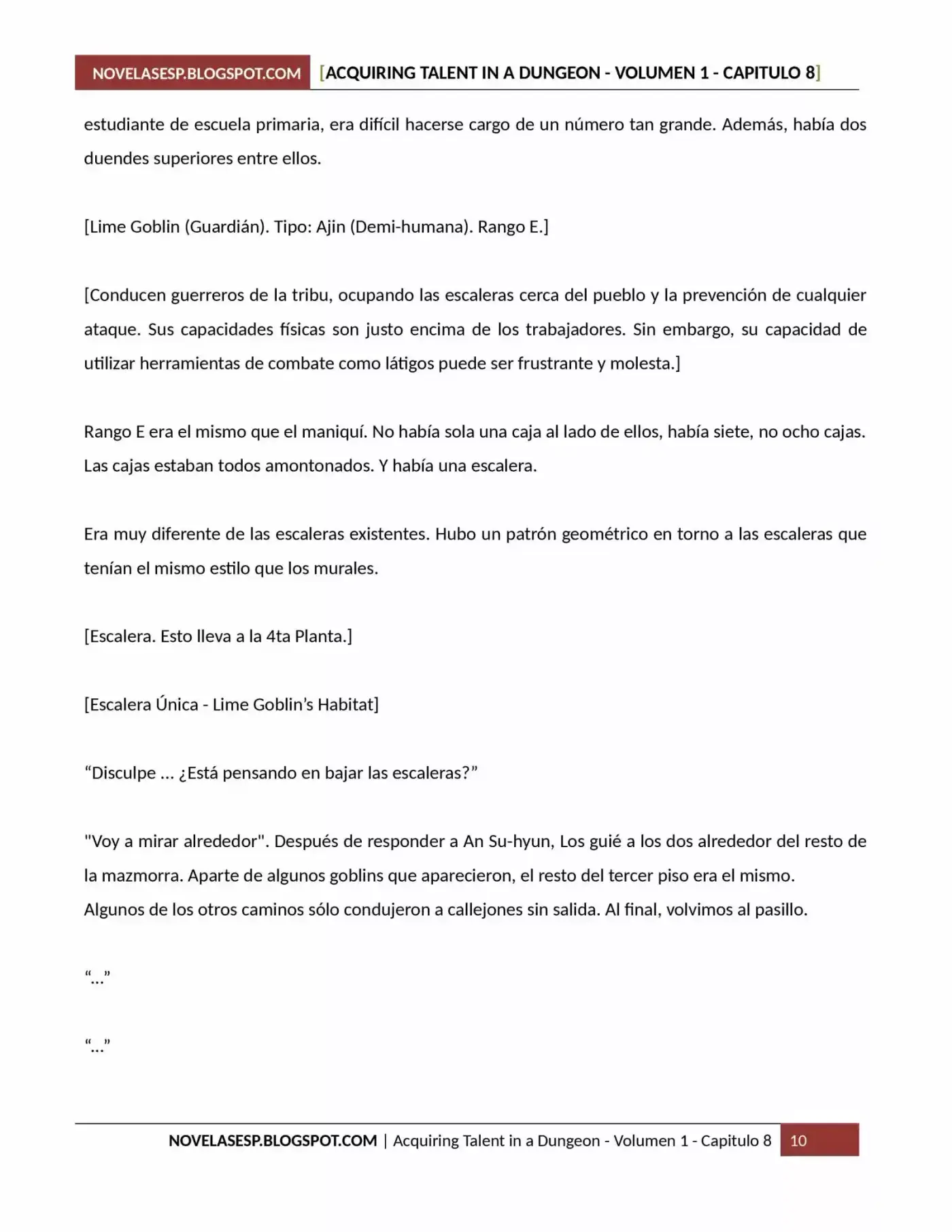 Acquiring Talent In A Dungeon (Novela) - Capítulo 8 - Página 10 - LectorTMOo