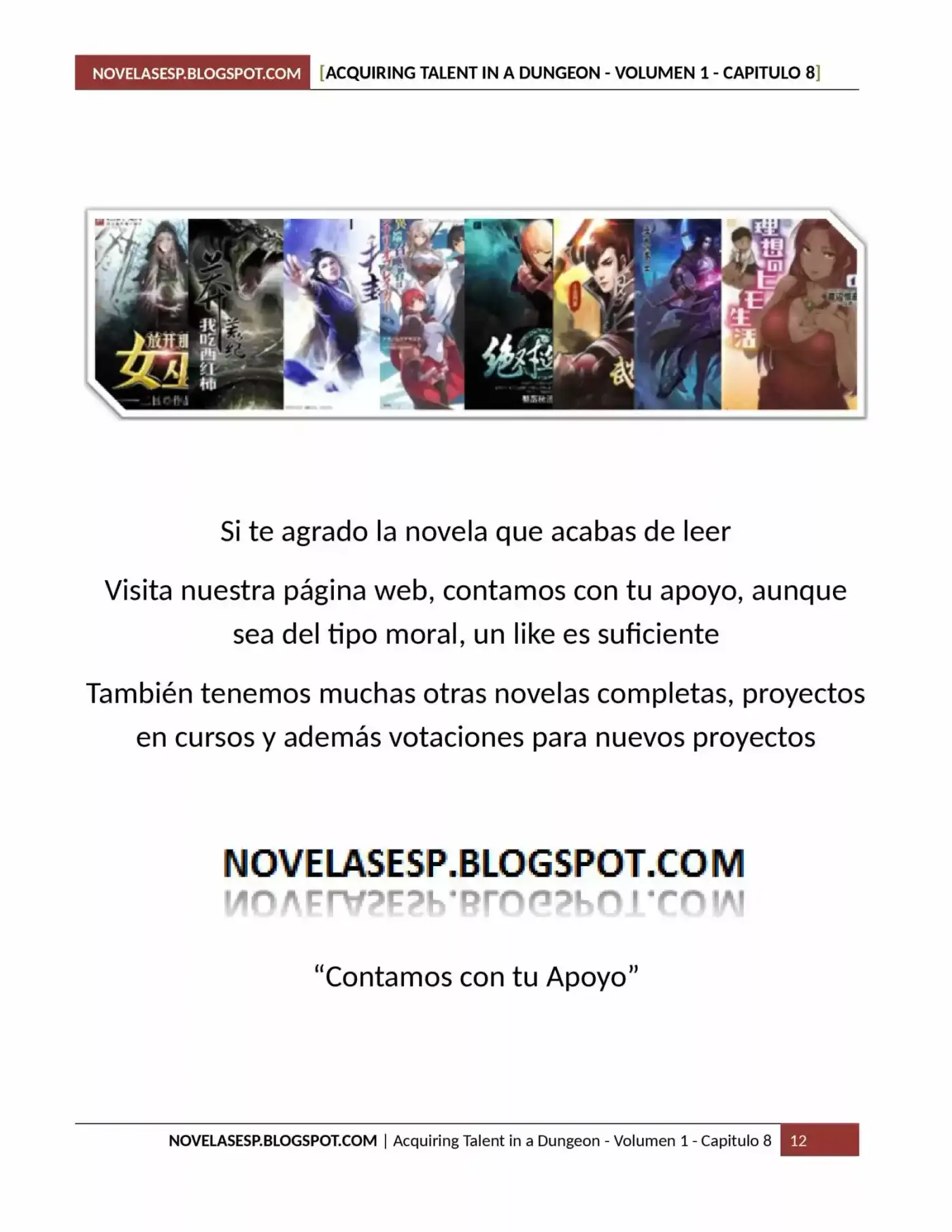 Acquiring Talent In A Dungeon (Novela) - Capítulo 8 - Página 12 - LectorTMOo
