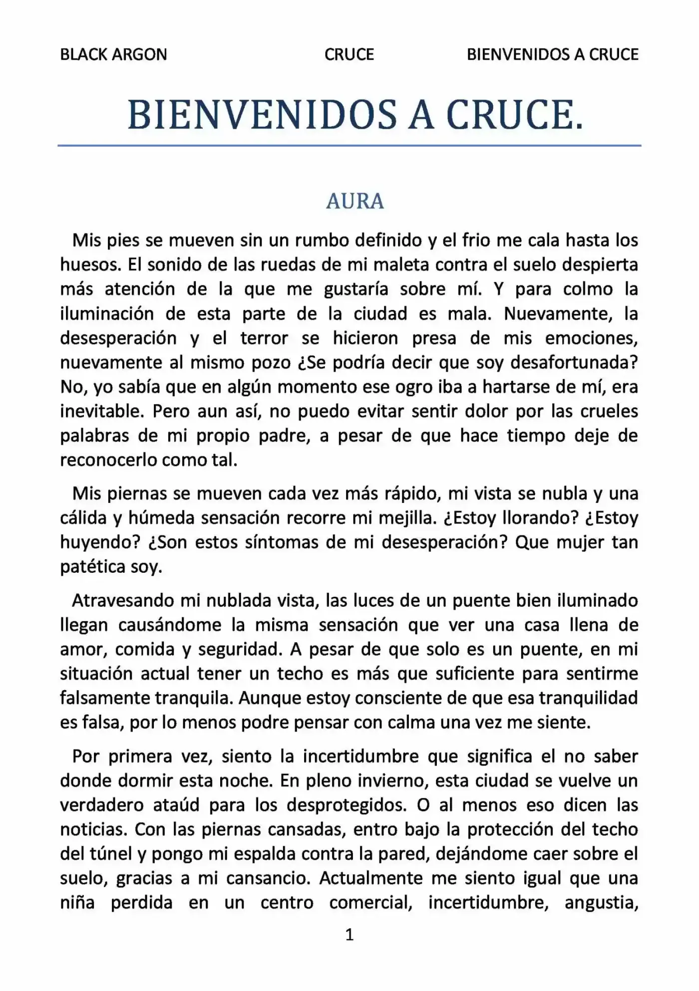 CRUCE (Novela) - Capítulo 1 - Página 1 - LectorTMOo