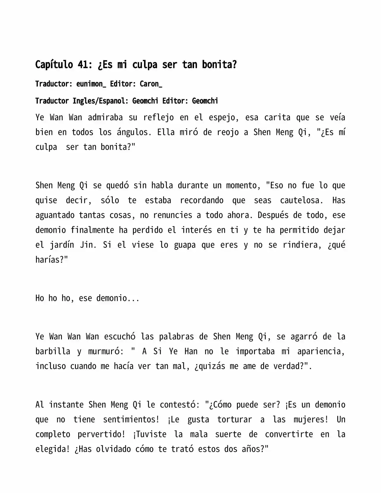 El Perfecto Amor Secreto: La Nueva Esposa Malvada Es Una Pequeña Dulzura. (Novela) - Capítulo 41 - Página 1 - LectorTMOo
