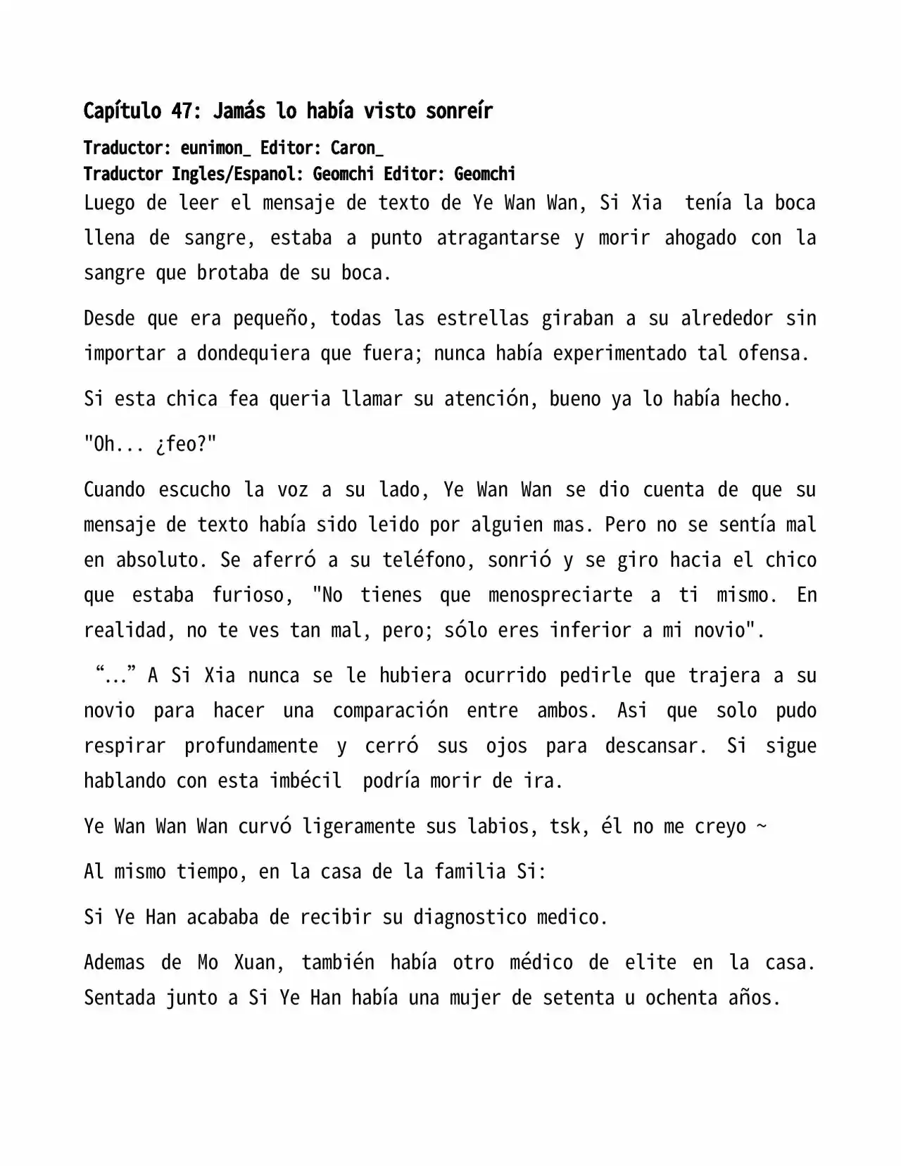 El Perfecto Amor Secreto: La Nueva Esposa Malvada Es Una Pequeña Dulzura. (Novela) - Capítulo 47 - Página 1 - LectorTMOo