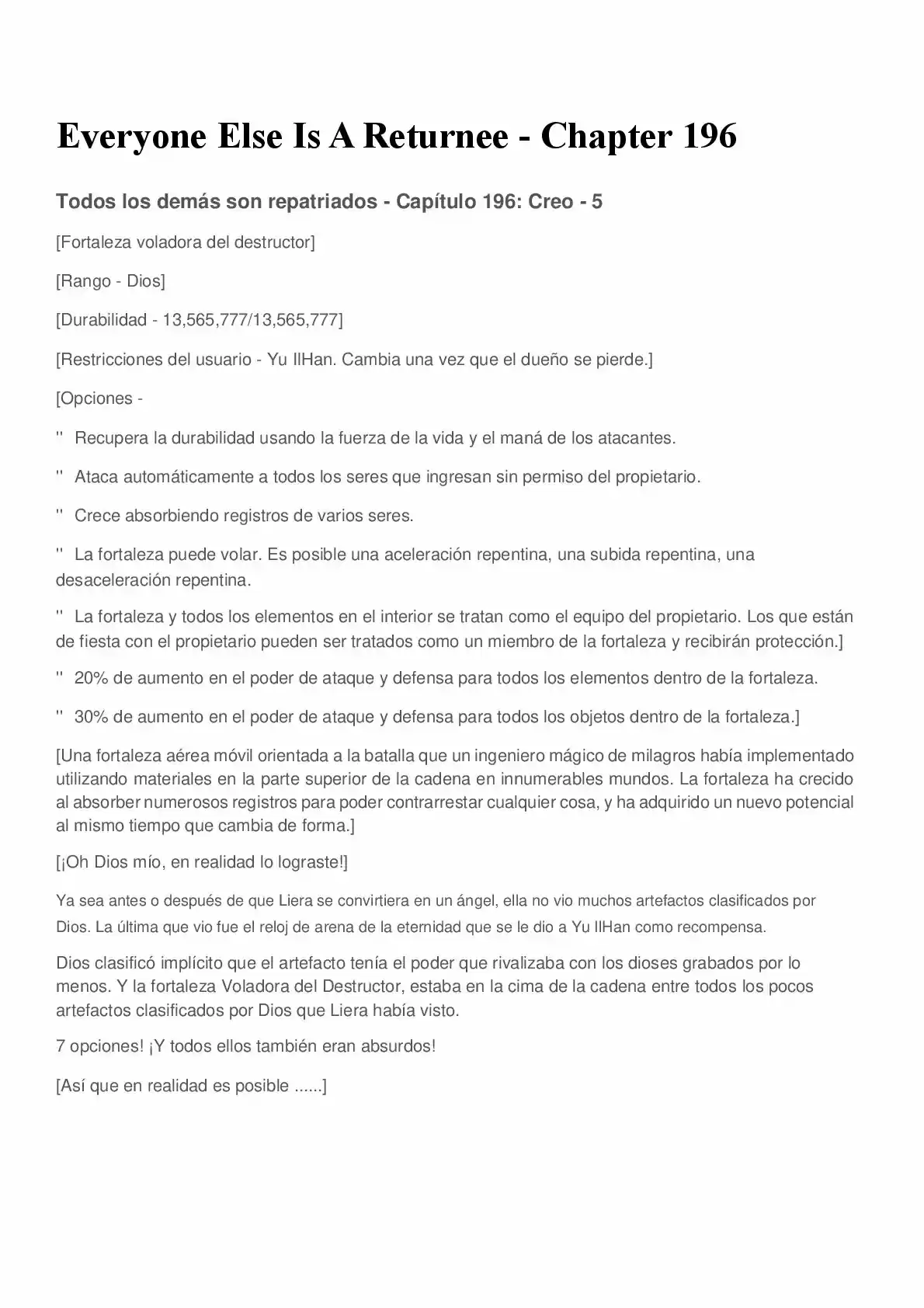 Everyone Else Is A Returnee (Novela) - Capítulo 196 - Página 1 - LectorTMOo
