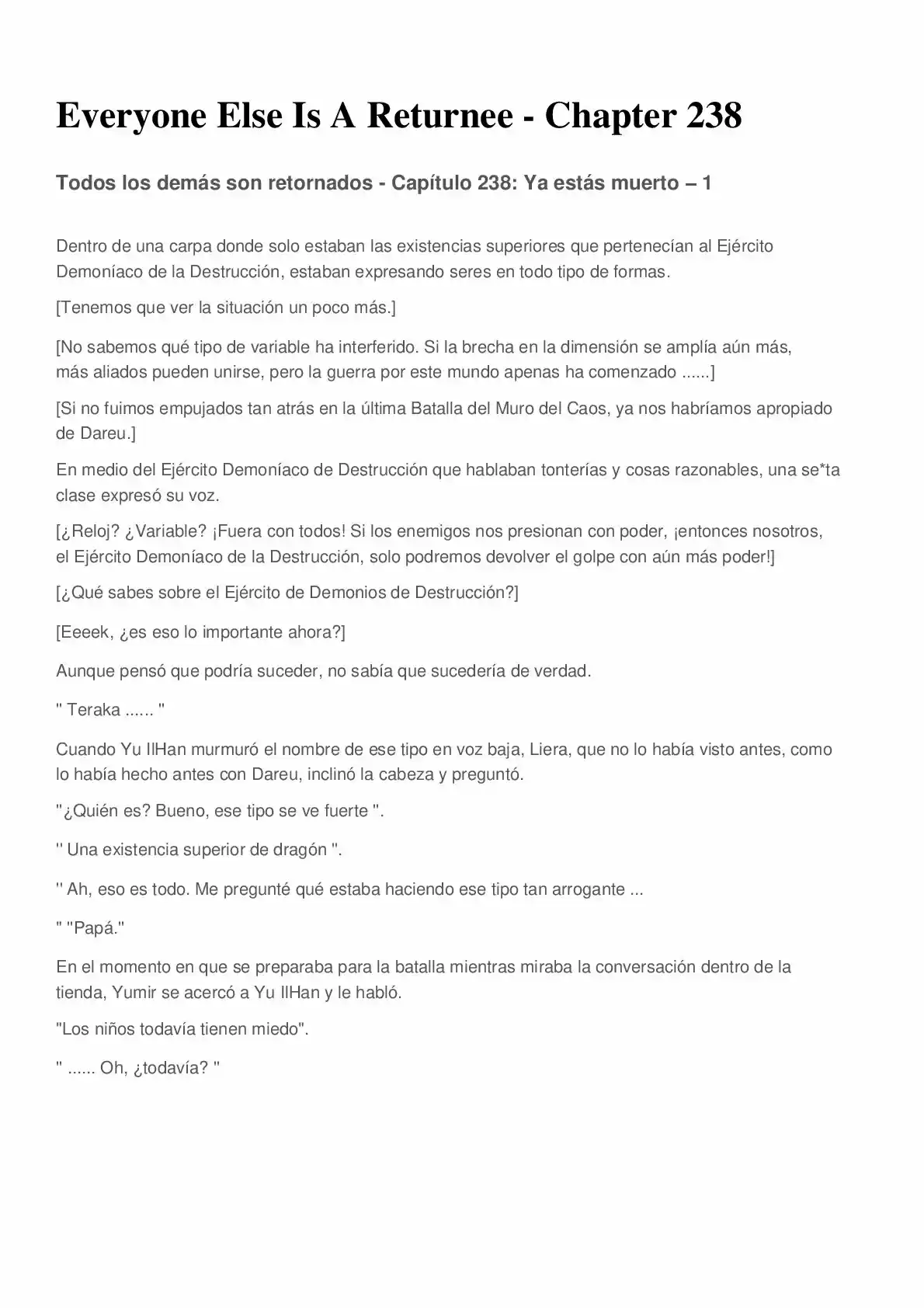 Everyone Else Is A Returnee (Novela) - Capítulo 238 - Página 1 - LectorTMOo