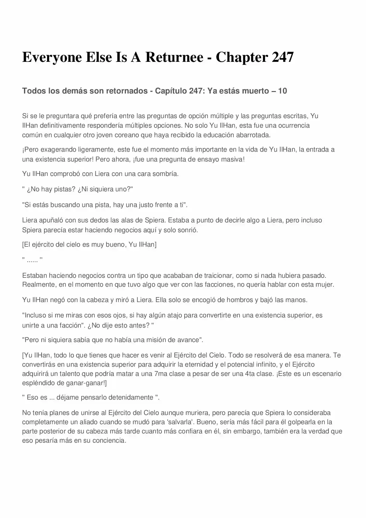 Everyone Else Is A Returnee (Novela) - Capítulo 247 - Página 1 - LectorTMOo