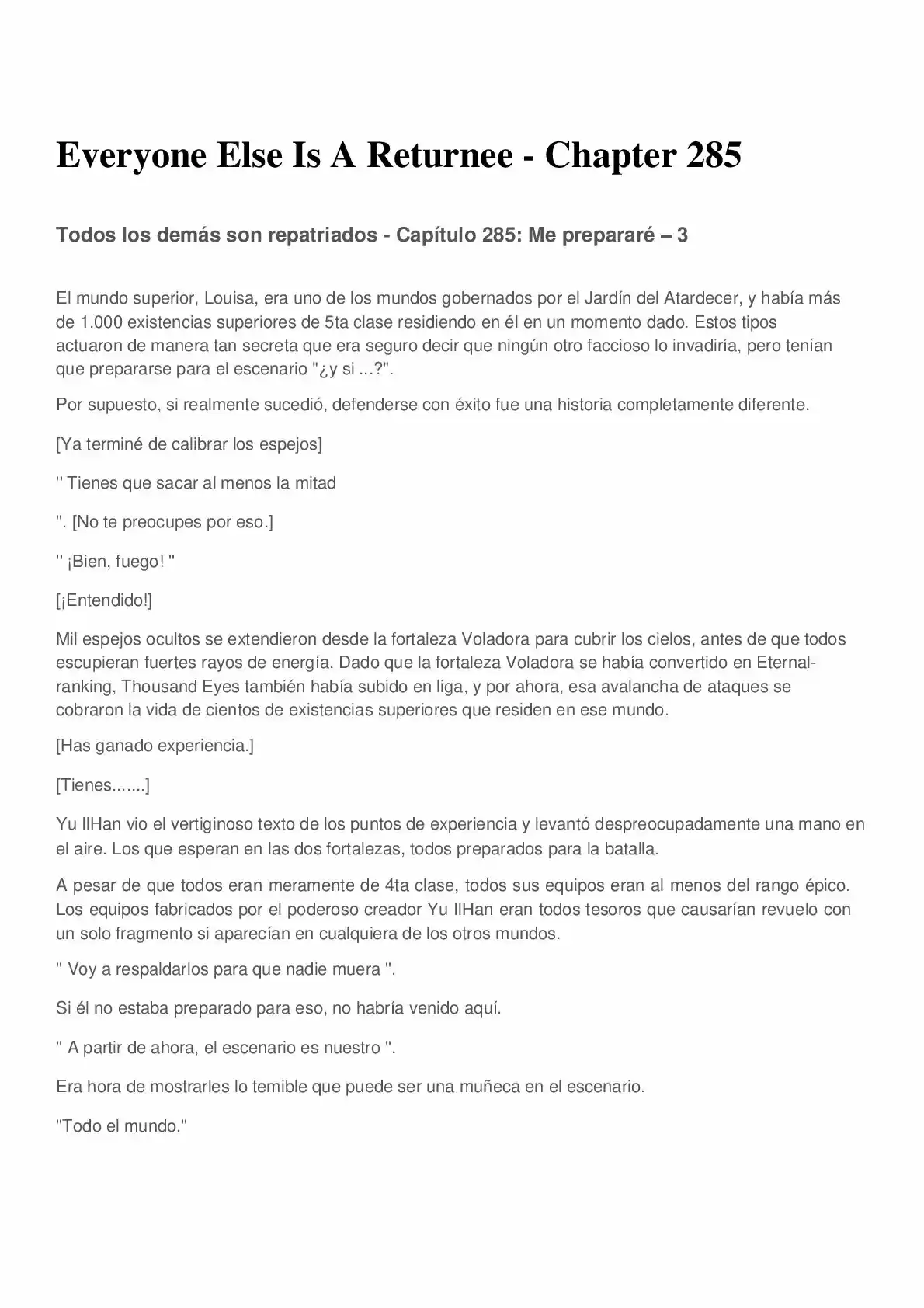Everyone Else Is A Returnee (Novela) - Capítulo 285 - Página 1 - LectorTMOo