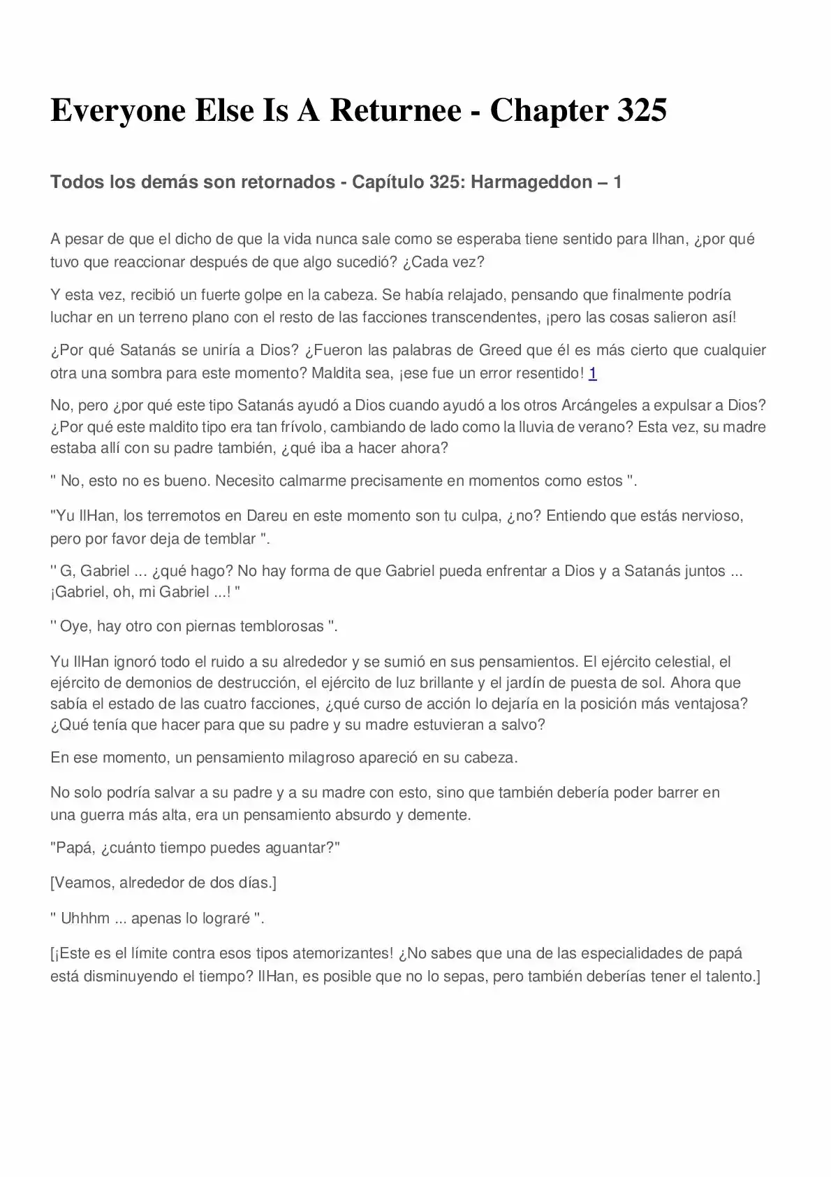 Everyone Else Is A Returnee (Novela) - Capítulo 325 - Página 1 - LectorTMOo