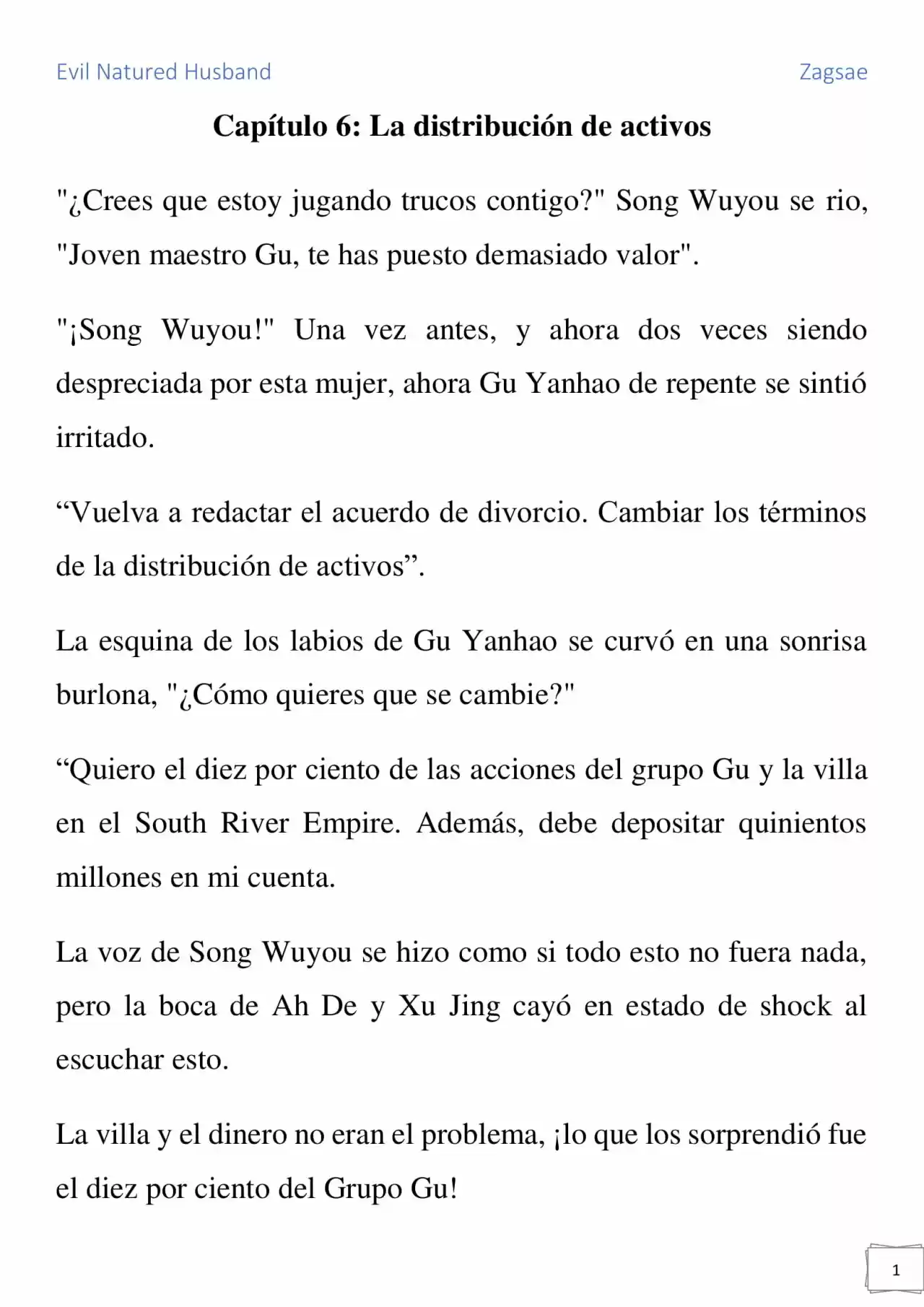 Evil Natured Husband (Novela) - Capítulo 6 - Página 1 - LectorTMOo