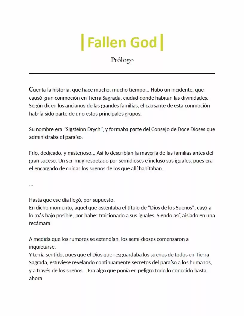 Fallen God (Novela) - Capítulo - Página 2 - LectorTMOo
