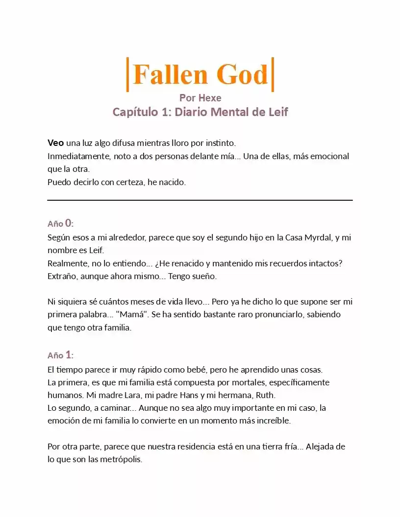 Fallen God (Novela) - Capítulo 1 - Página 1 - LectorTMOo