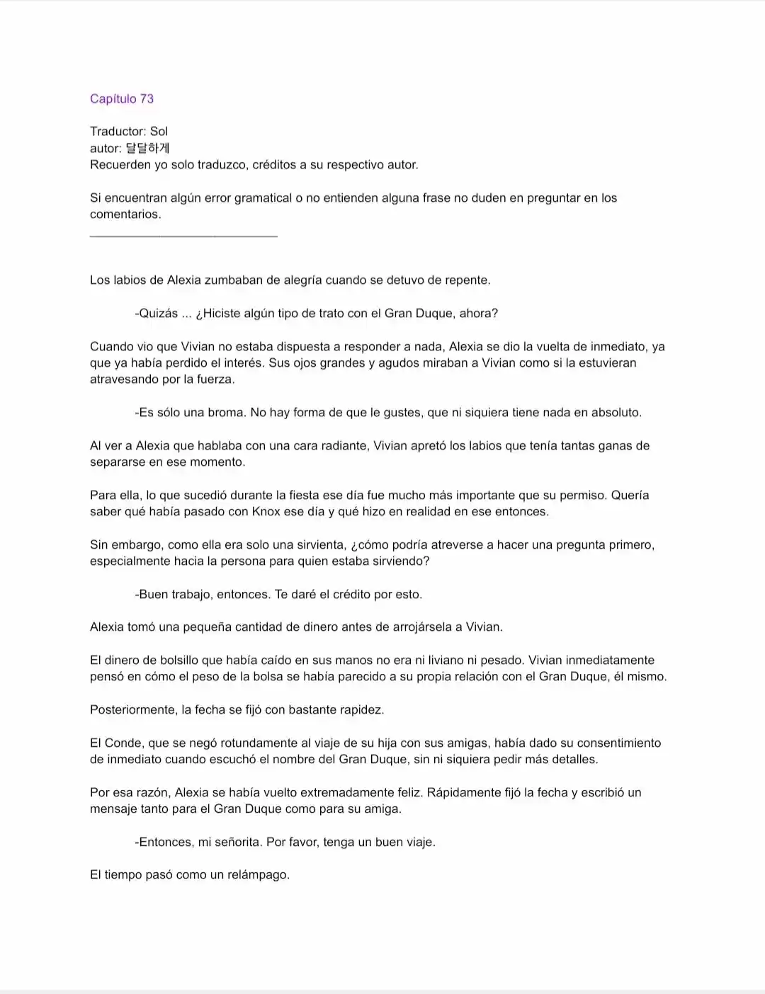 Falsa Esposa Del Duque Monstruoso (Novela) - Capítulo 73 - Página 3 - LectorTMOo