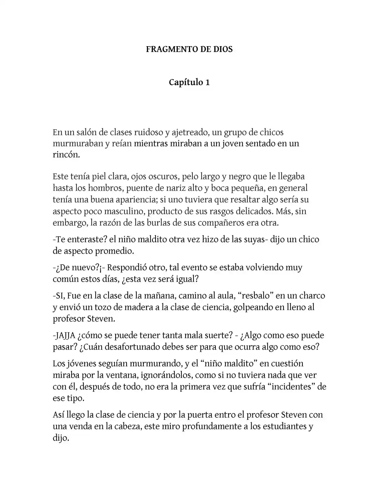 Fragmento De Dios (Novela) - Capítulo 1 - Página 1 - LectorTMOo