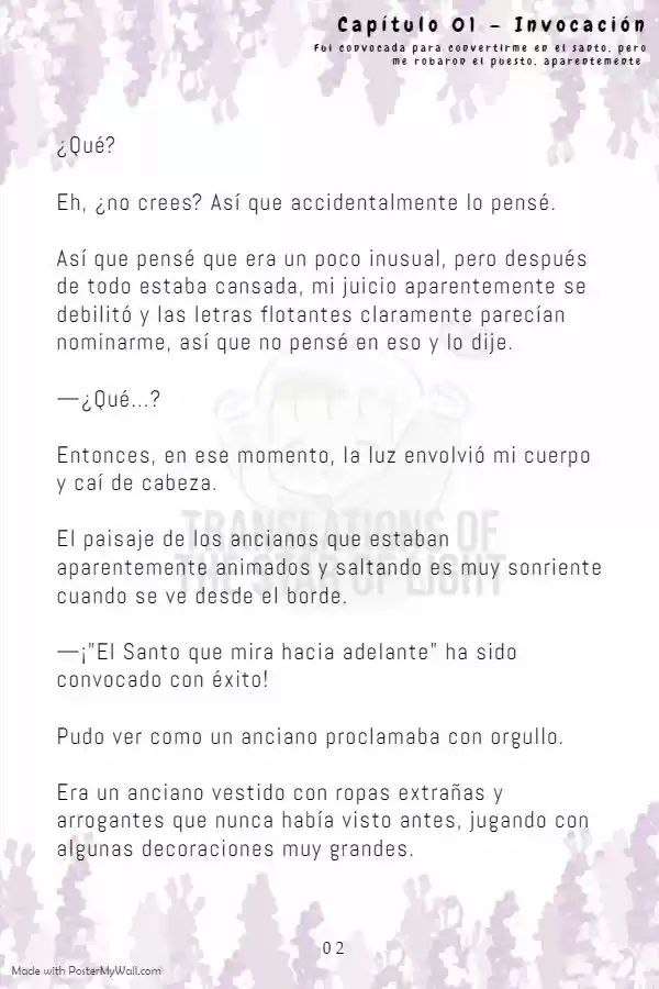 Fui Convocada Para Convertirme En El Santo, Pero Me Robaron El Puesto, Aparentemente (Novela) - Capítulo 1 - Página 4 - LectorTMOo