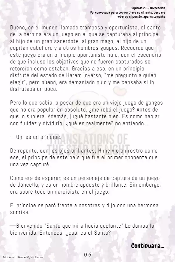 Fui Convocada Para Convertirme En El Santo, Pero Me Robaron El Puesto, Aparentemente (Novela) - Capítulo 1 - Página 8 - LectorTMOo