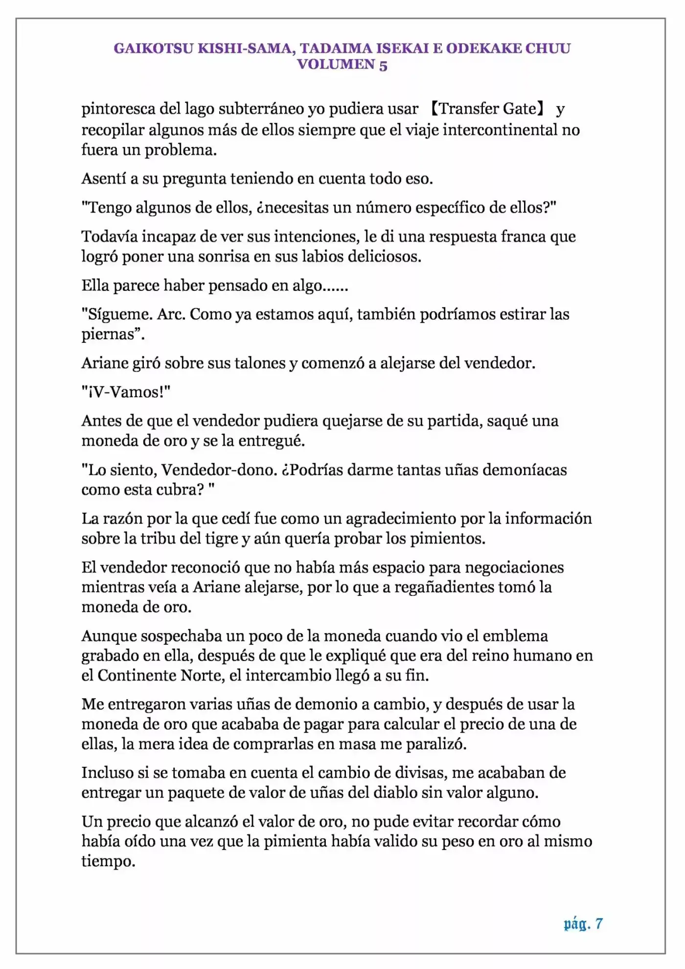 GAIKOTSU KISHI-SAMA (Novela) - Capítulo 109 - Página 7 - LectorTMOo