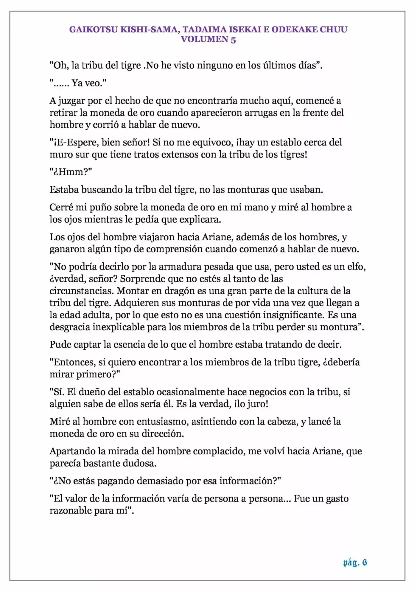 GAIKOTSU KISHI-SAMA (Novela) - Capítulo 110 - Página 6 - LectorTMOo