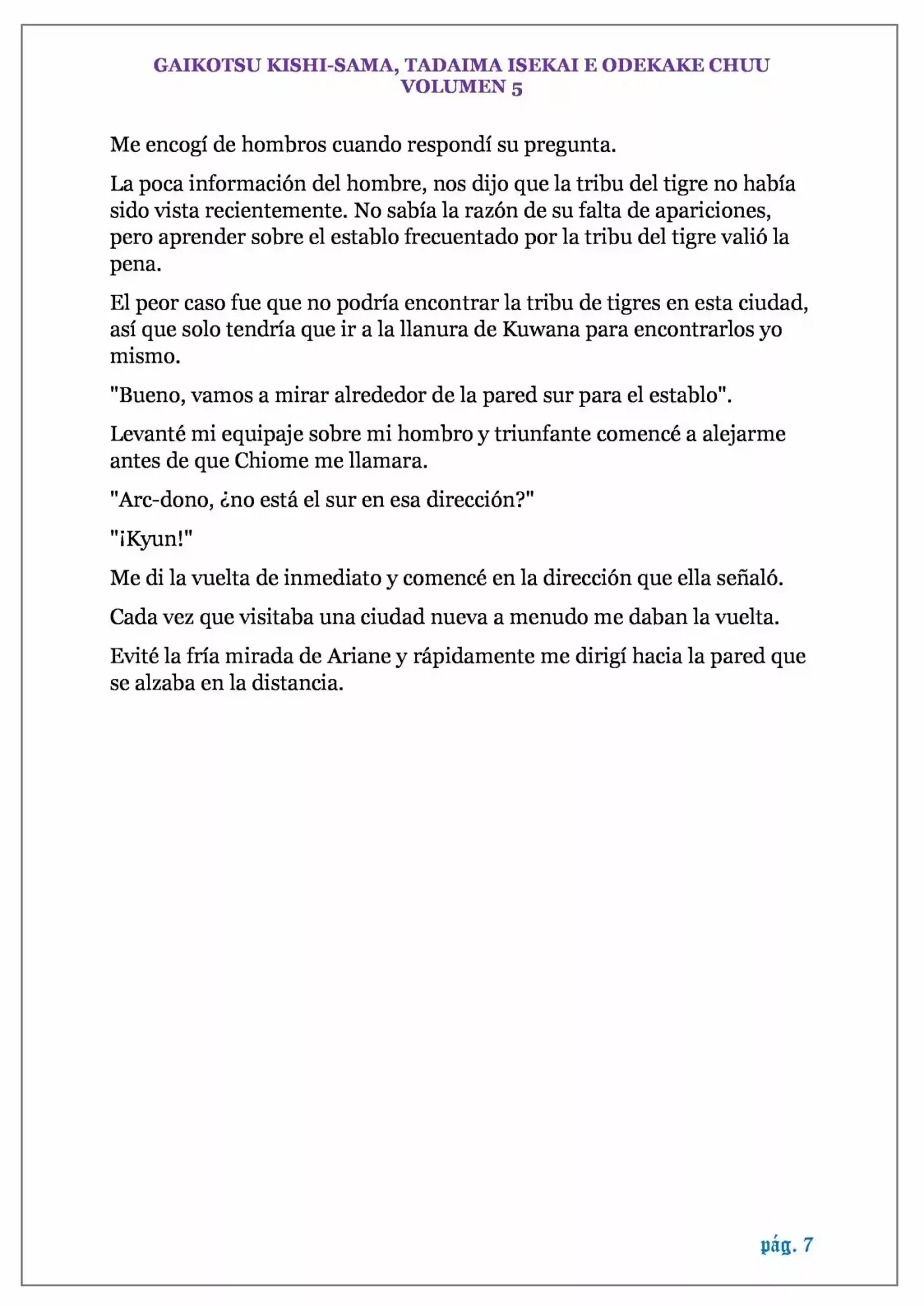 GAIKOTSU KISHI-SAMA (Novela) - Capítulo 110 - Página 7 - LectorTMOo