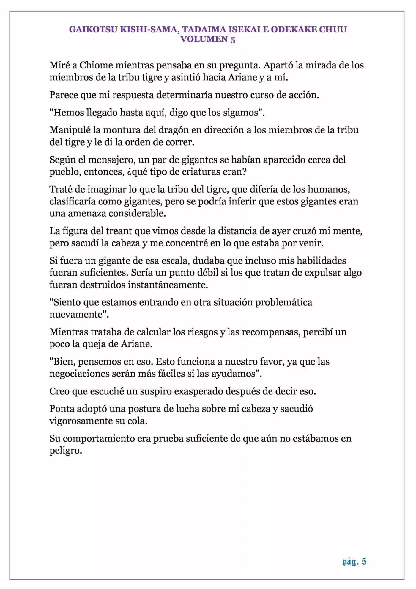 GAIKOTSU KISHI-SAMA (volumen 5) (Novela) - Capítulo 113 - Página 5 - LectorTMOo