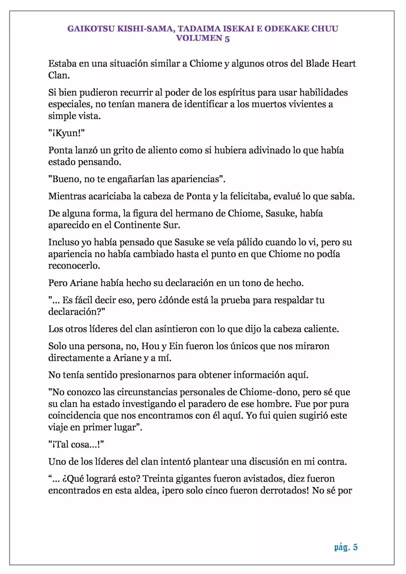 GAIKOTSU KISHI-SAMA (volumen 5) (Novela) - Capítulo 118.10 - Página 5 - LectorTMOo