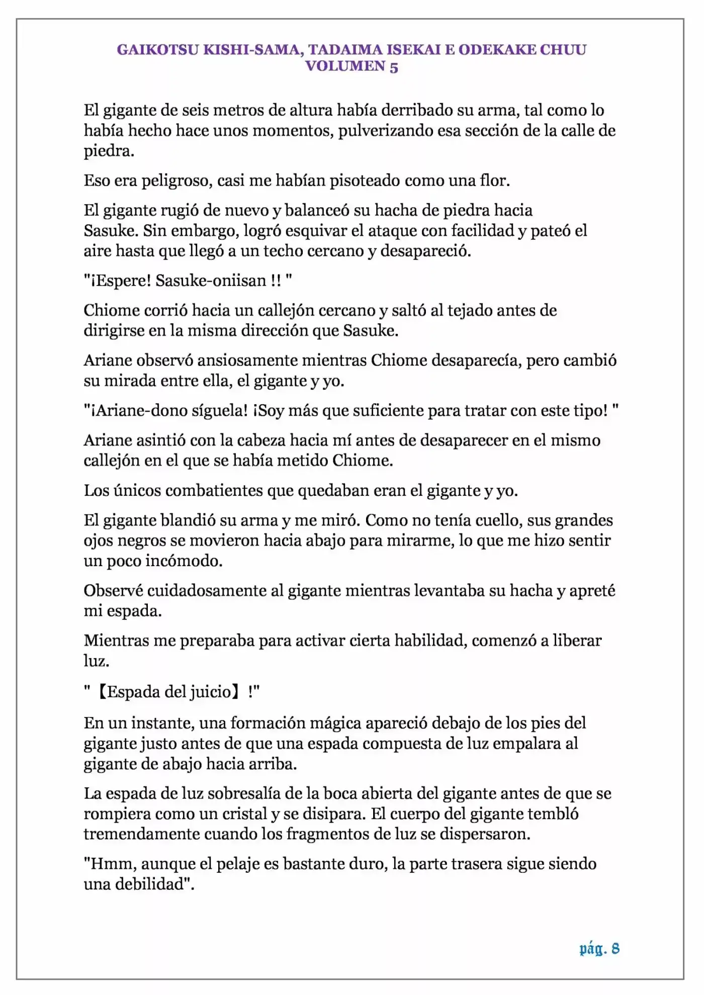 GAIKOTSU KISHI-SAMA (volumen 5) (Novela) - Capítulo 121 - Página 8 - LectorTMOo