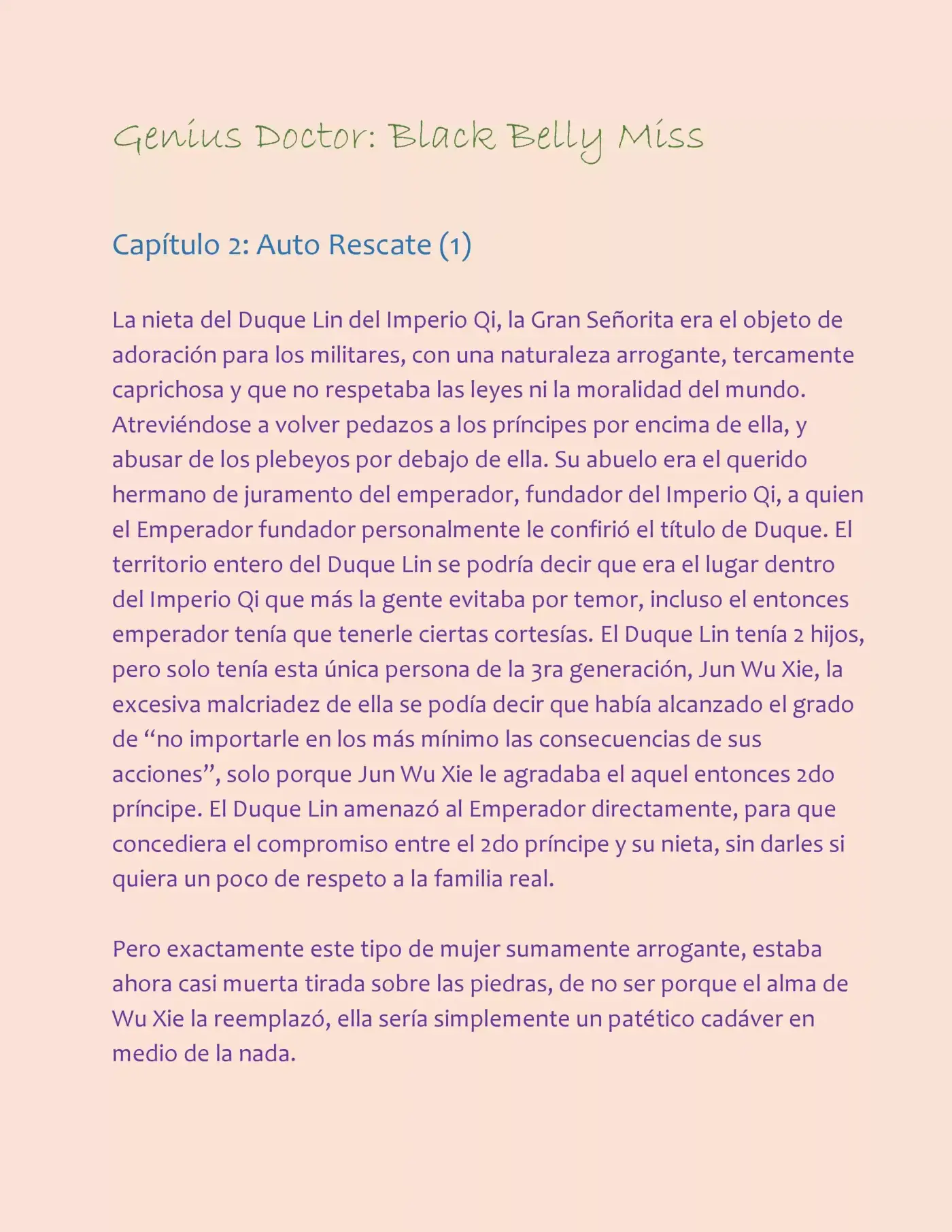 Genius Doctor: Black Belly Miss (Novela) - Capítulo 2 - Página 2 - LectorTMOo