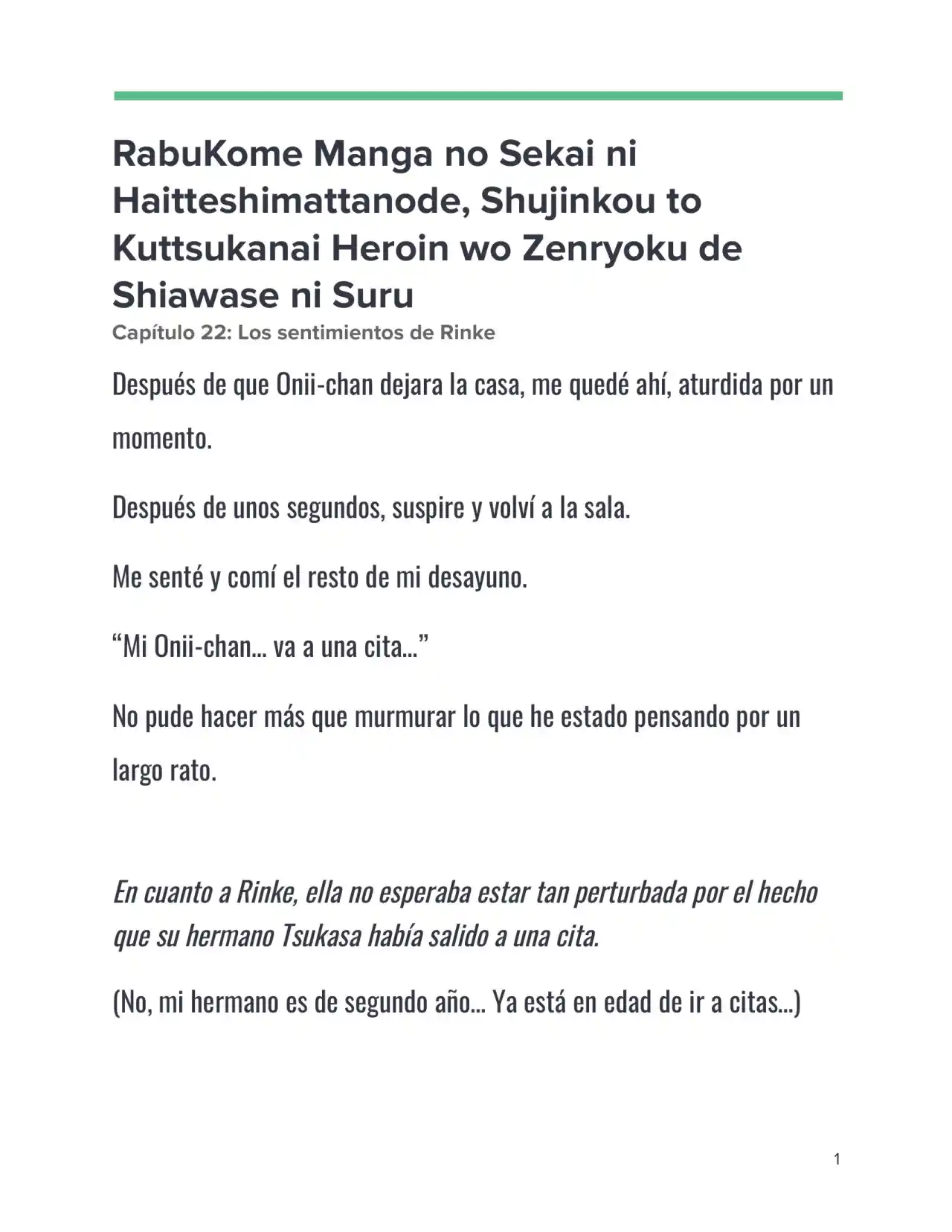 Isekai Romcom (Web Novel) (Novela) - Capítulo 22 - Página 1 - LectorTMOo