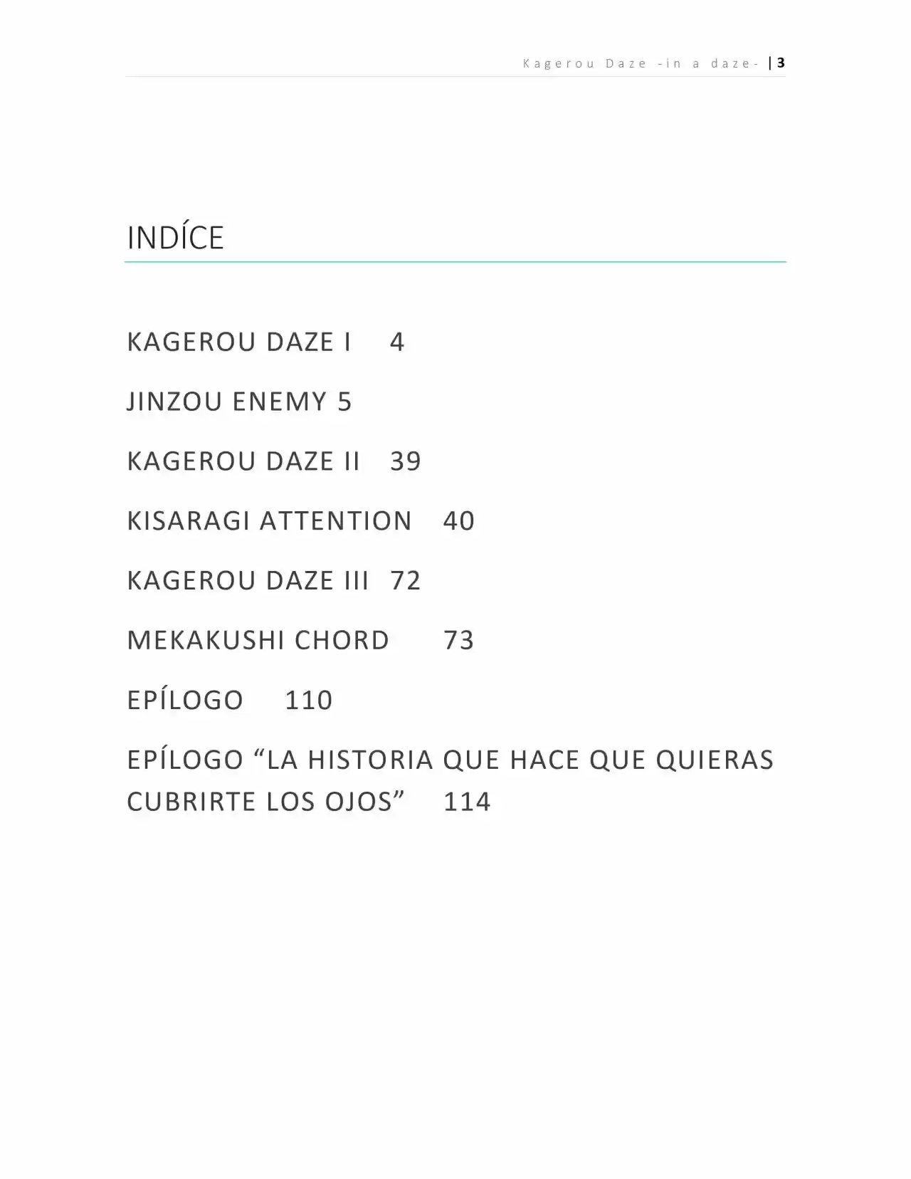 Kagerou Days (Novela) - Capítulo 1 - Página 3 - LectorTMOo