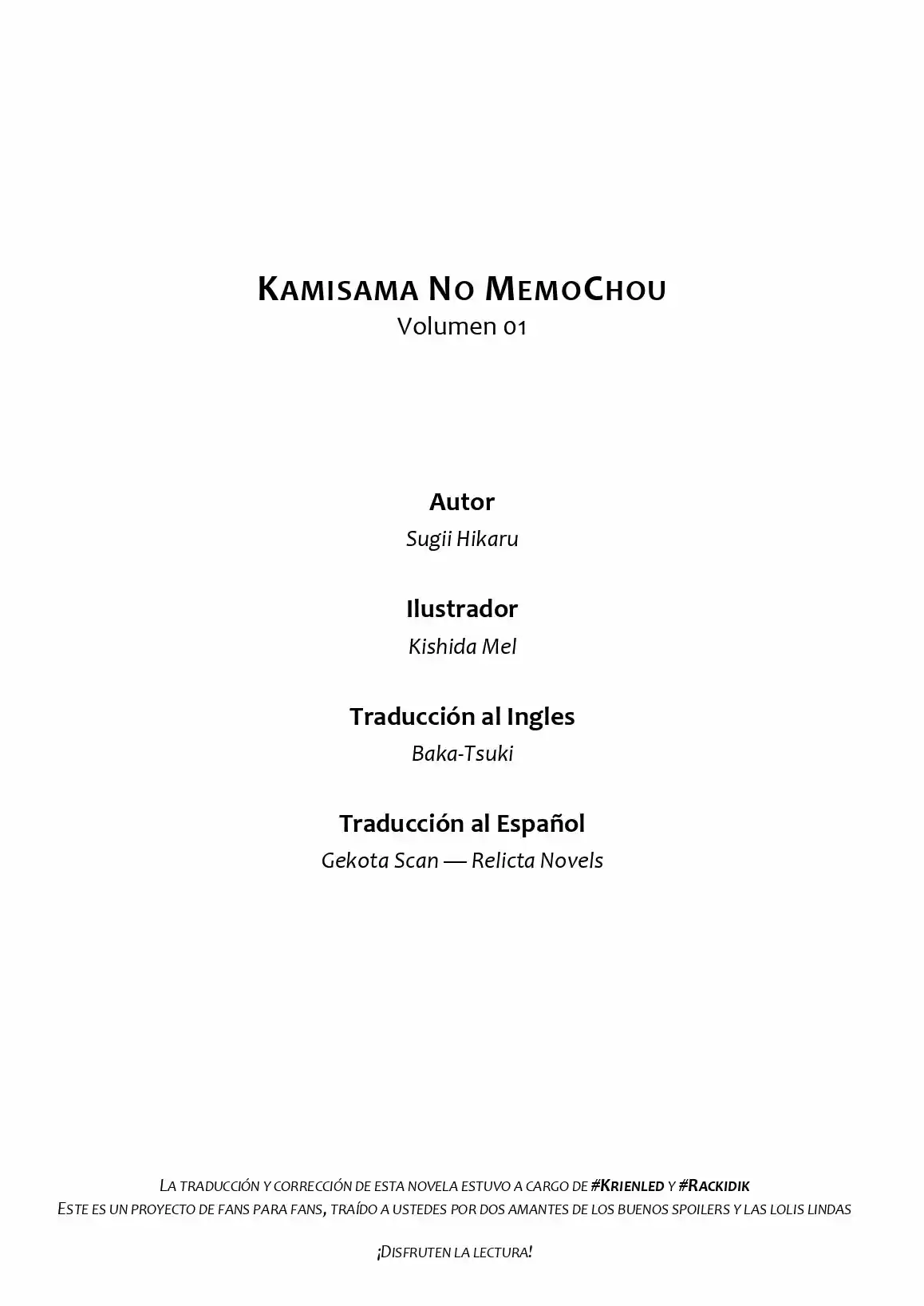 Kamisama No Memochou (Novela) - Capítulo 1 - Página 5 - LectorTMOo