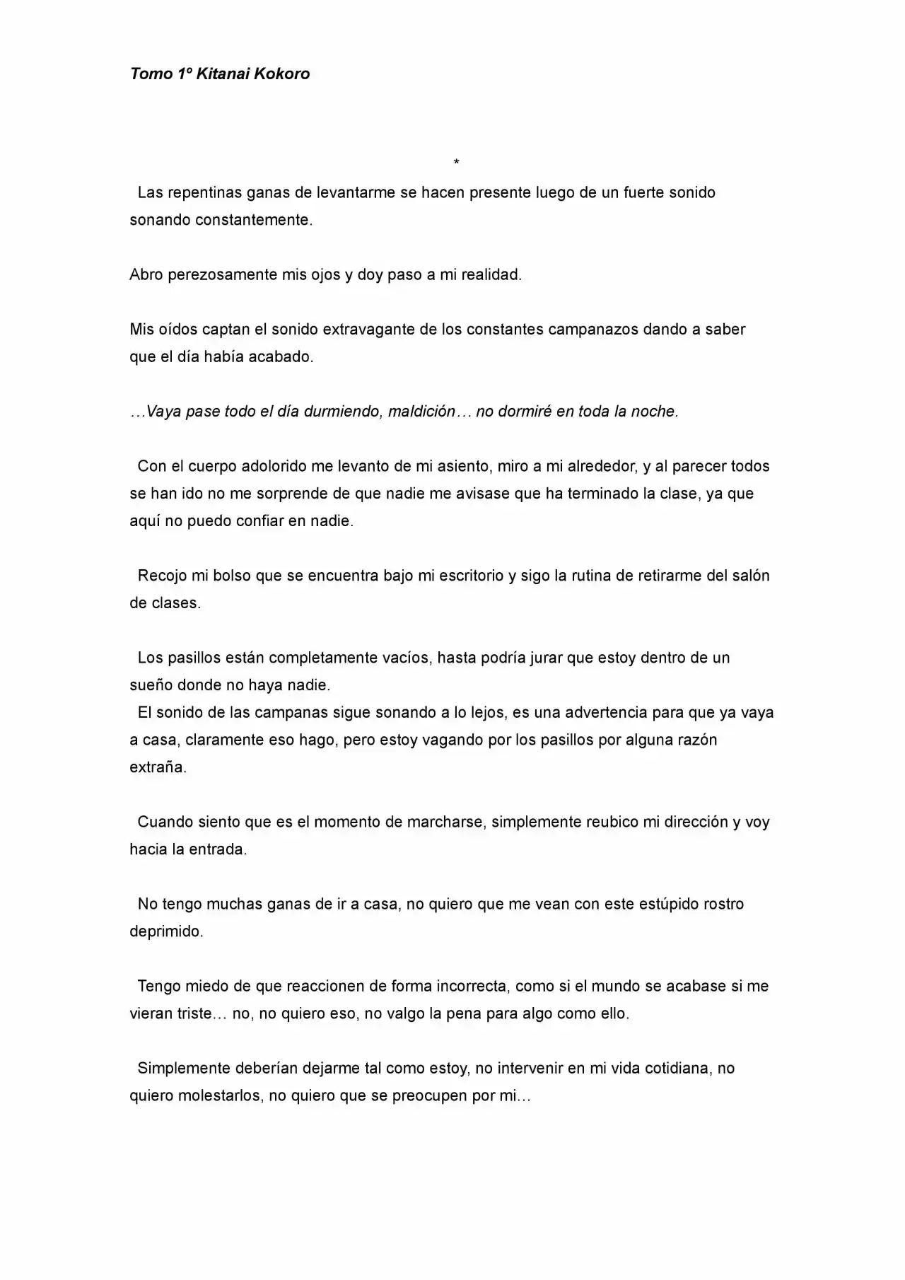 Kitanai Kokoro (Novela) - Capítulo 1.5 - Página 1 - LectorTMOo
