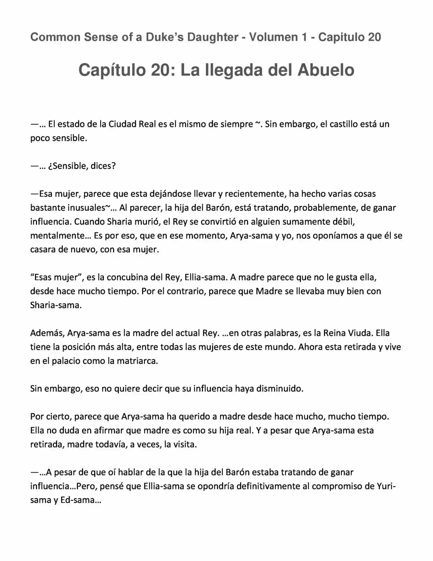 Koushaku Reijou No Tashinami" (Novela) - Capítulo 20 - Página 1 - LectorTMOo