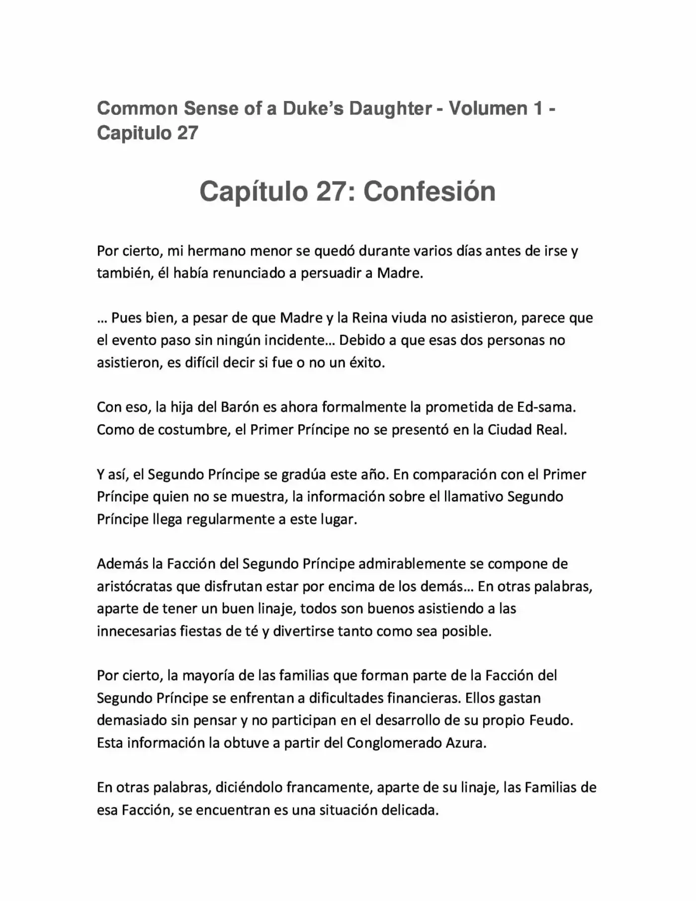 Koushaku Reijou No Tashinami" (Novela) - Capítulo 27 - Página 1 - LectorTMOo