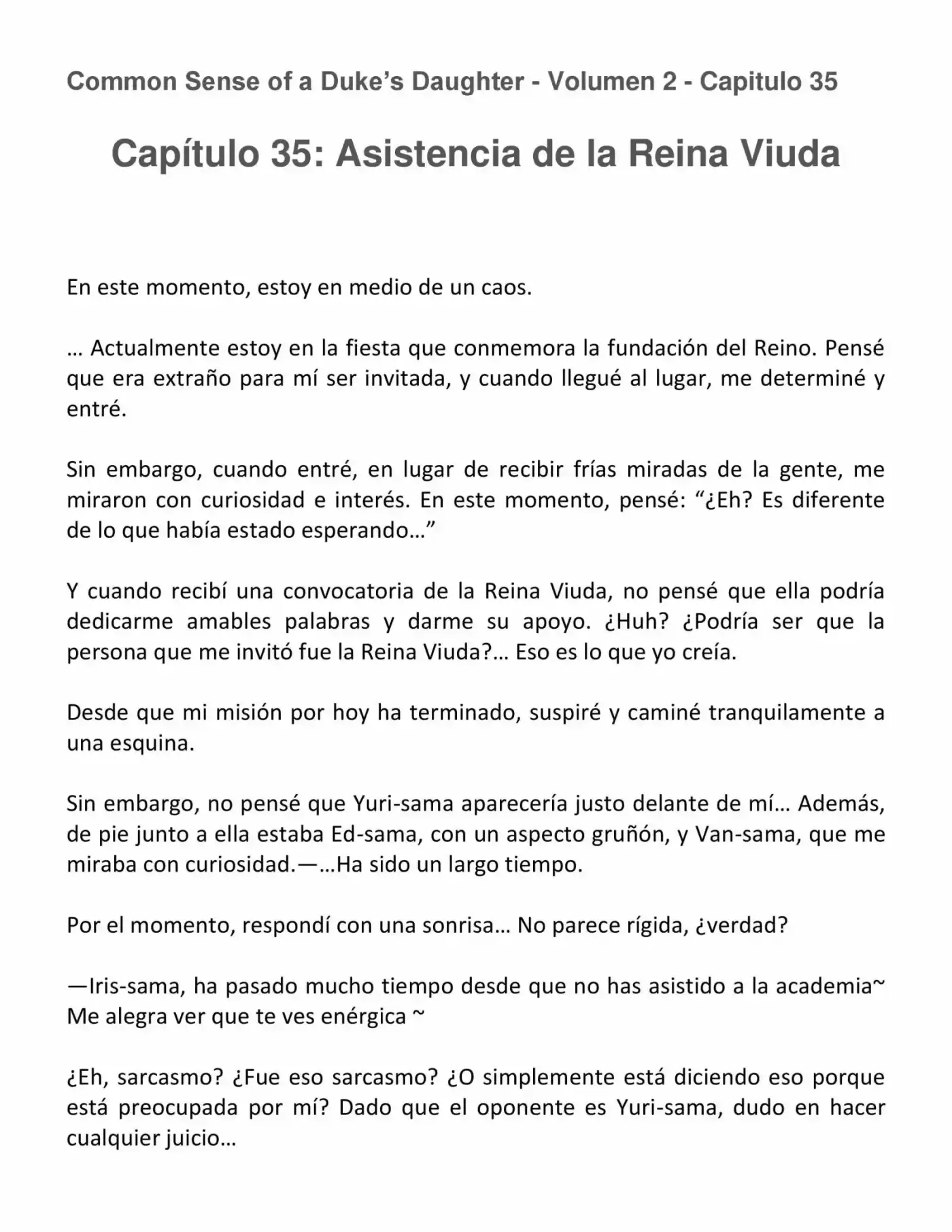 Koushaku Reijou No Tashinami" (Novela) - Capítulo 35 - Página 1 - LectorTMOo