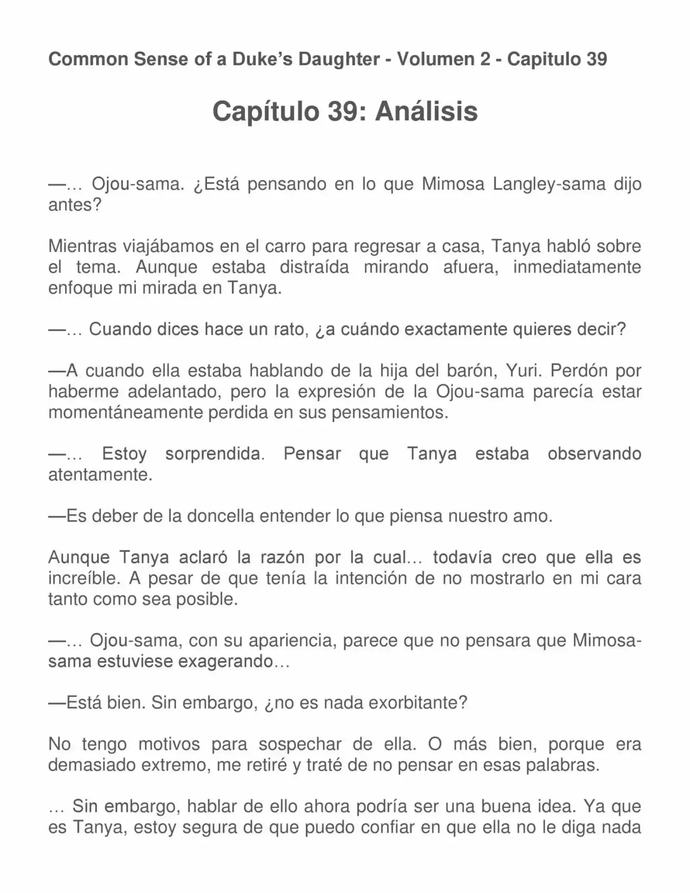 Koushaku Reijou No Tashinami" (Novela) - Capítulo 39 - Página 1 - LectorTMOo