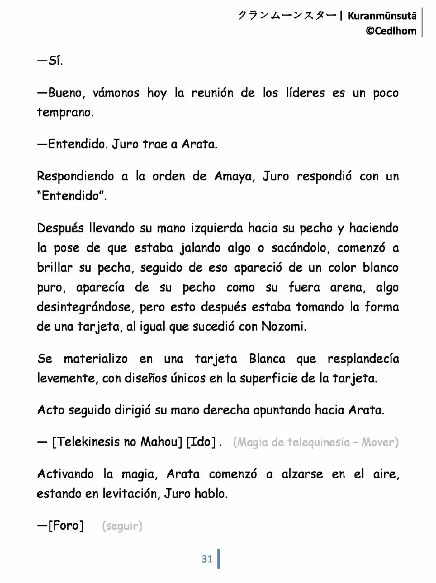 Kuranmūnsutā (Novela) - Capítulo 1 - Página 31 - LectorTMOo