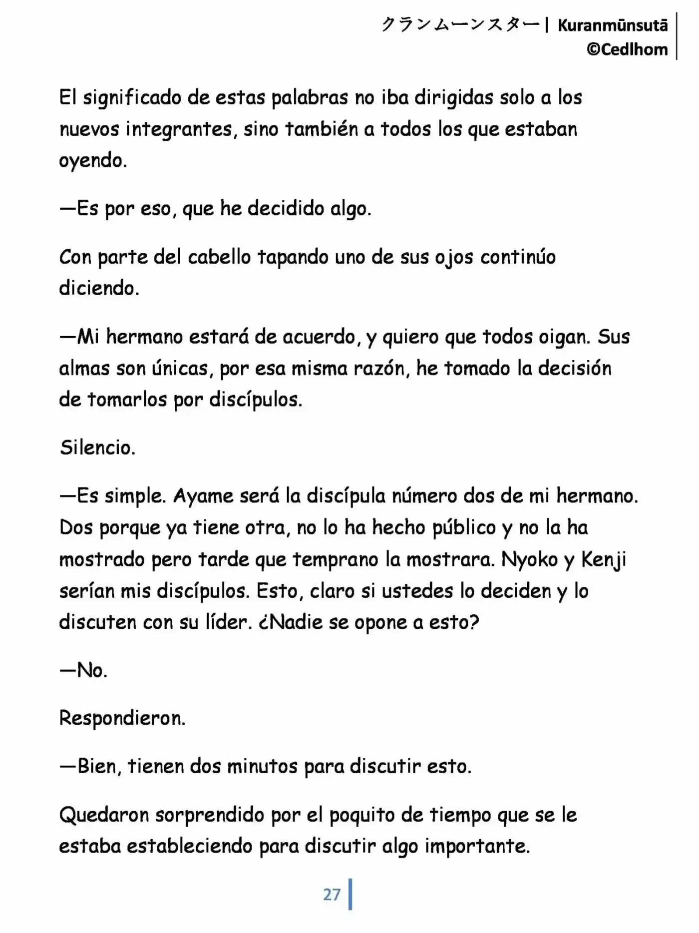 Kuranmūnsutā (Novela) - Capítulo 3 - Página 27 - LectorTMOo