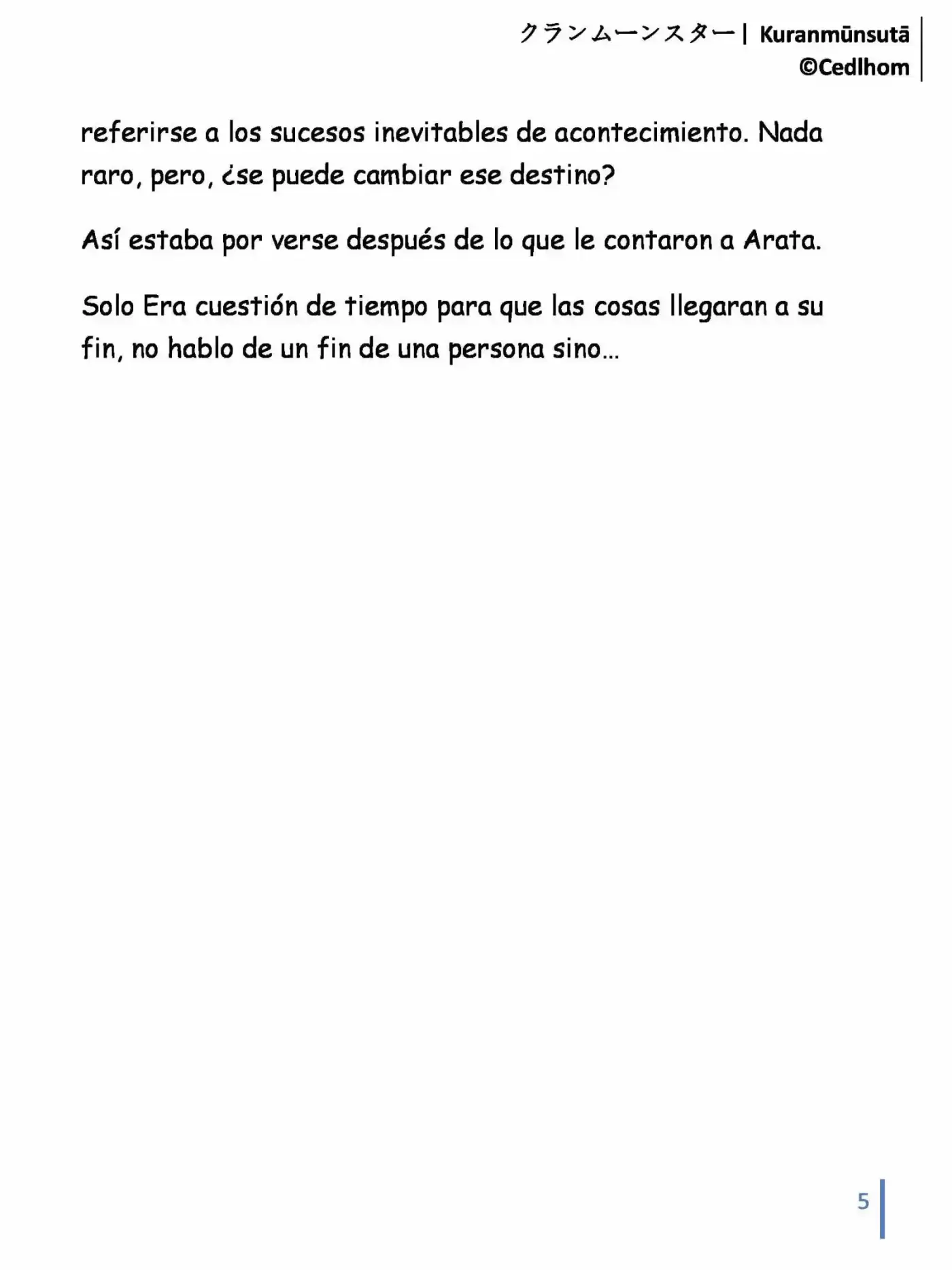 Kuranmūnsutā (Novela) - Capítulo 9 - Página 5 - LectorTMOo