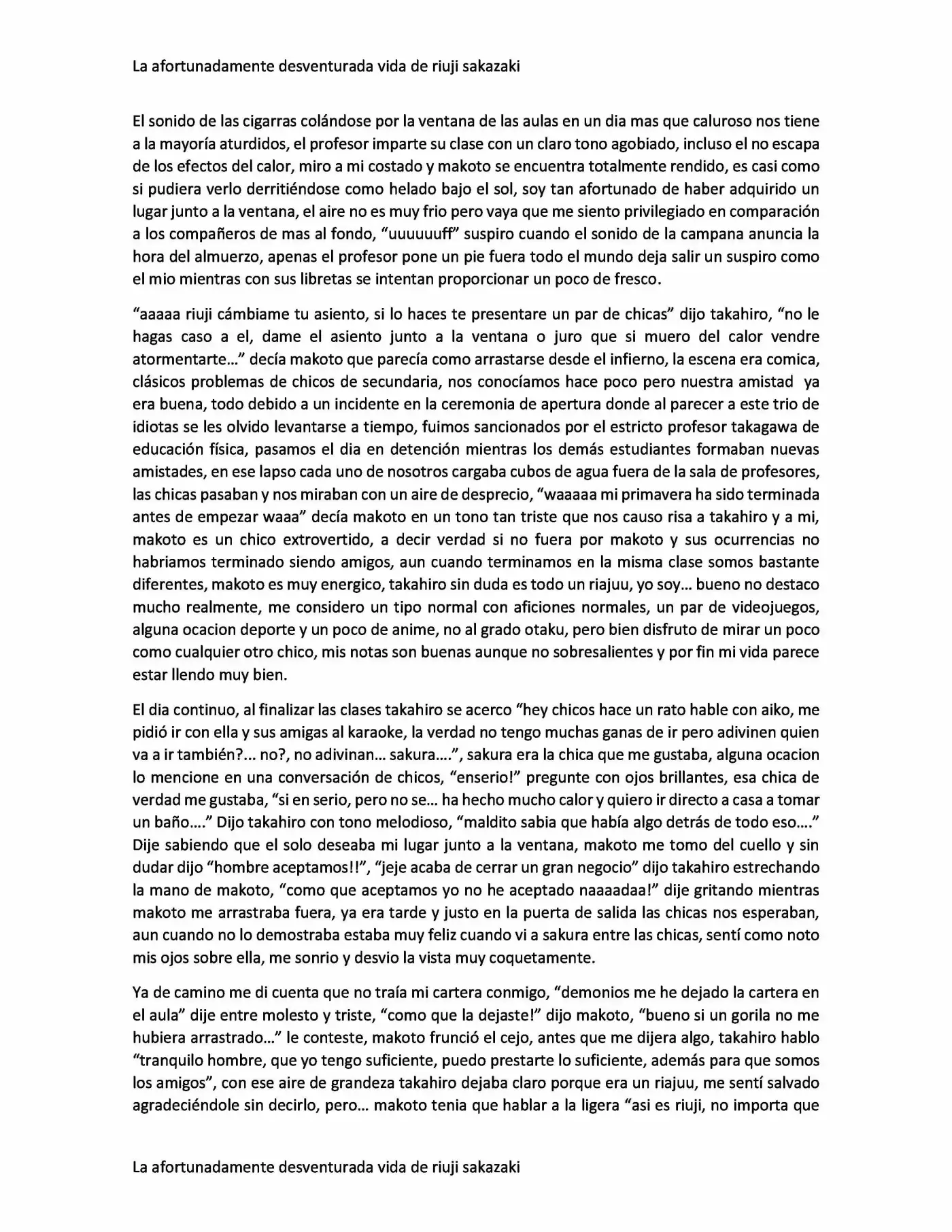 La Afortunadamente Desventurada Vida De Riuji Sakazaki (Novela) - Capítulo 1 - Página 1 - LectorTMOo