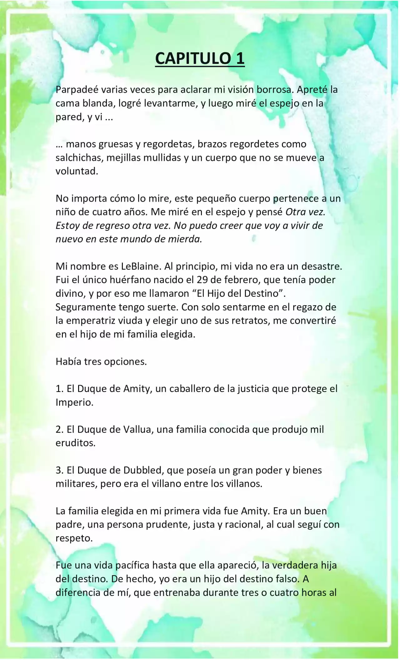 LA BEBE QUE CRIA UN VILLANO (Novela) - Capítulo 1 - Página 3 - LectorTMOo
