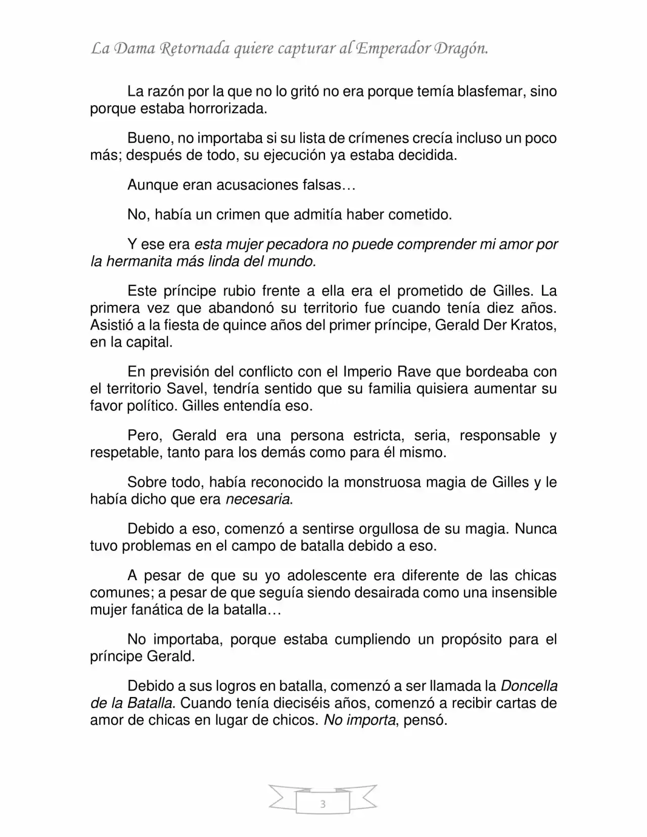 La Dama Retornada Quiere Capturar Al Emperador Dragón. (Novela) - Capítulo 1 - Página 3 - LectorTMOo