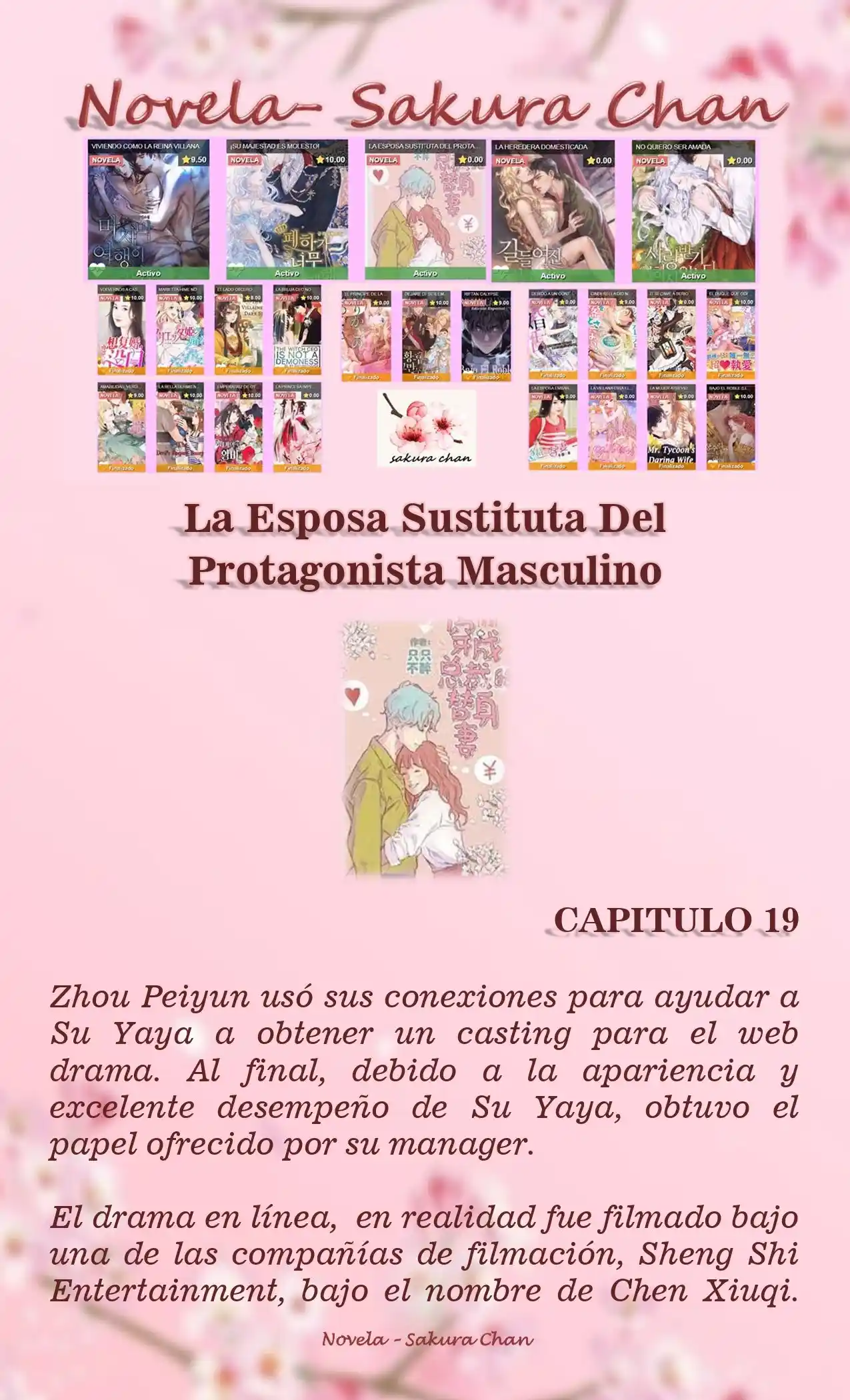 LA ESPOSA SUSTITUTA DEL PROTAGONISTA MASCULINO (Novela) - Capítulo 19 - Página 1 - LectorTMOo