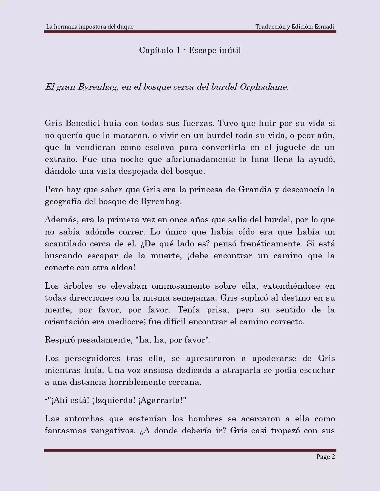 La Hermana Impostora Del Duque (Novela) - Capítulo 1 - Página 2 - LectorTMOo