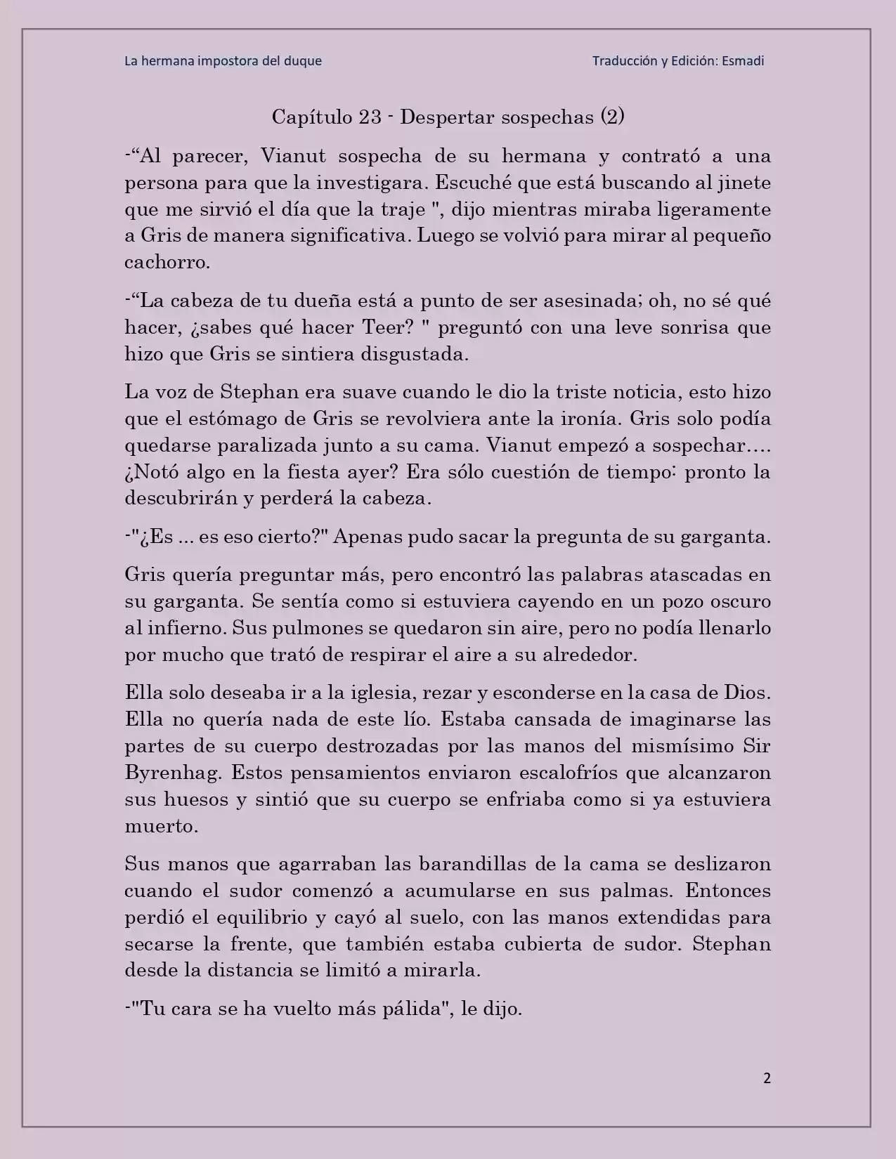 La Hermana Impostora Del Duque (Novela) - Capítulo 23 - Página 2 - LectorTMOo