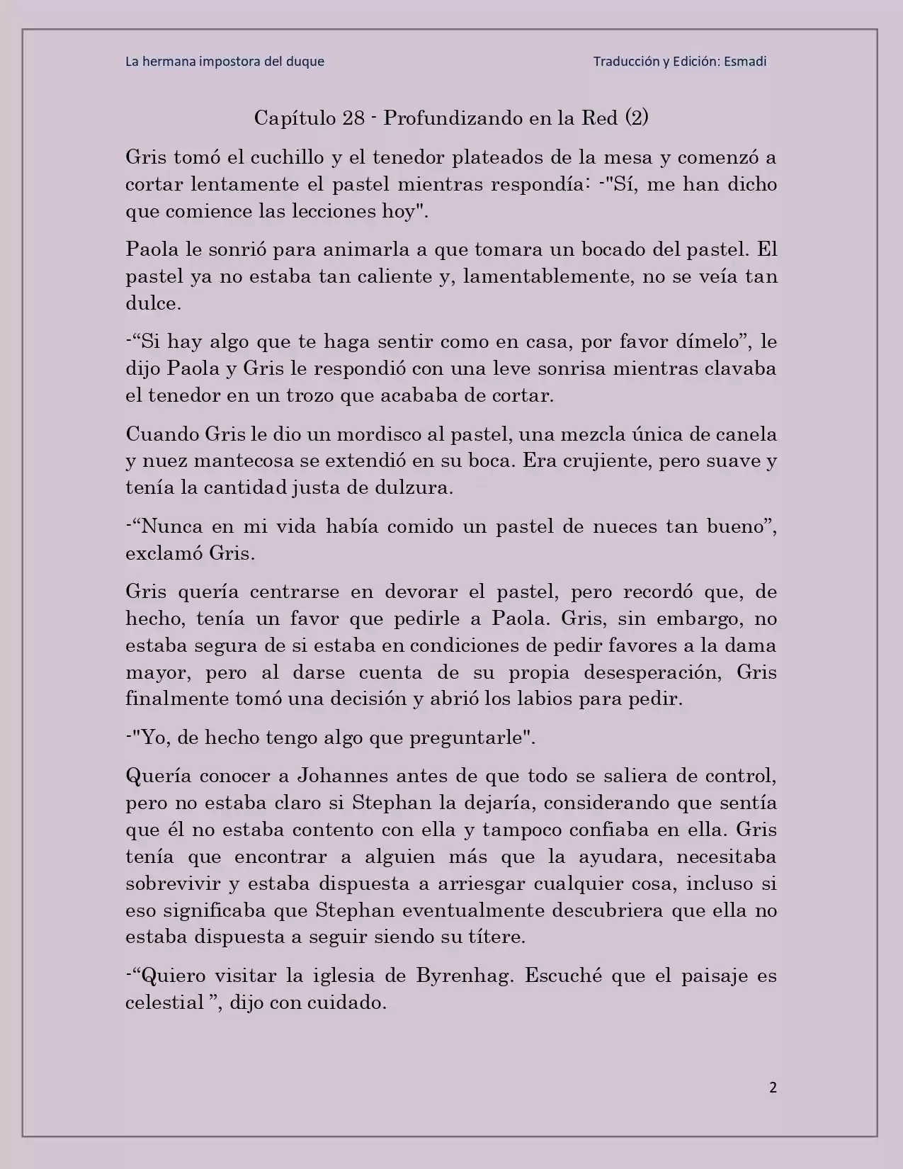 La Hermana Impostora Del Duque (Novela) - Capítulo 28 - Página 2 - LectorTMOo